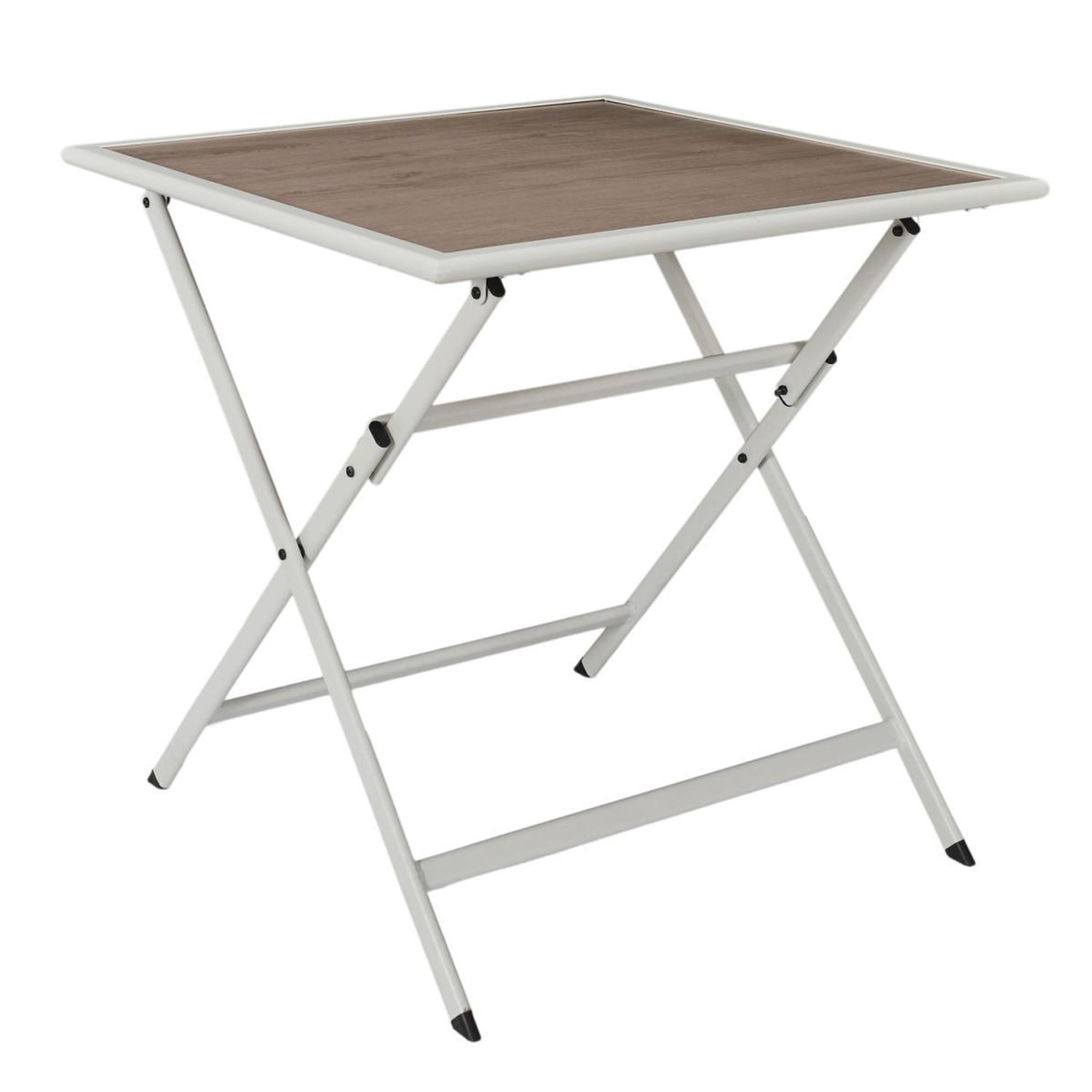The Home Deco Factory Table de jardin pliable  barcelone  70cm blanc & naturel