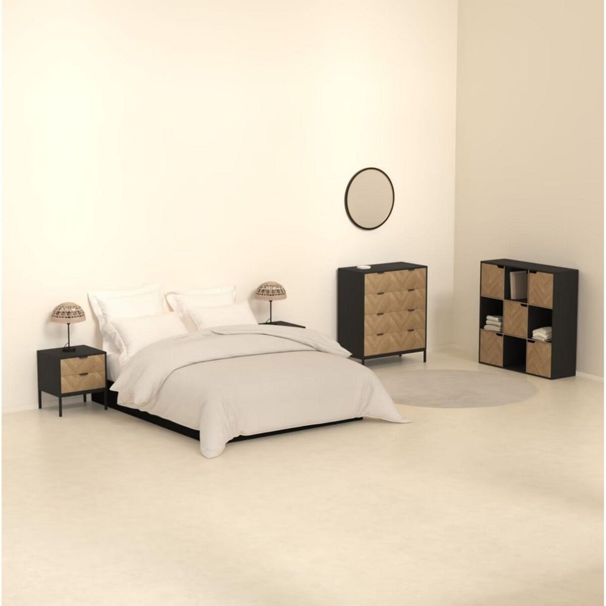 FIVE Étagère 9 cases Mix'n Door CHEVRONS - Beige et noir