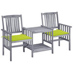 VIDAXL Chaises de jardin avec table a the et coussins Acacia solide