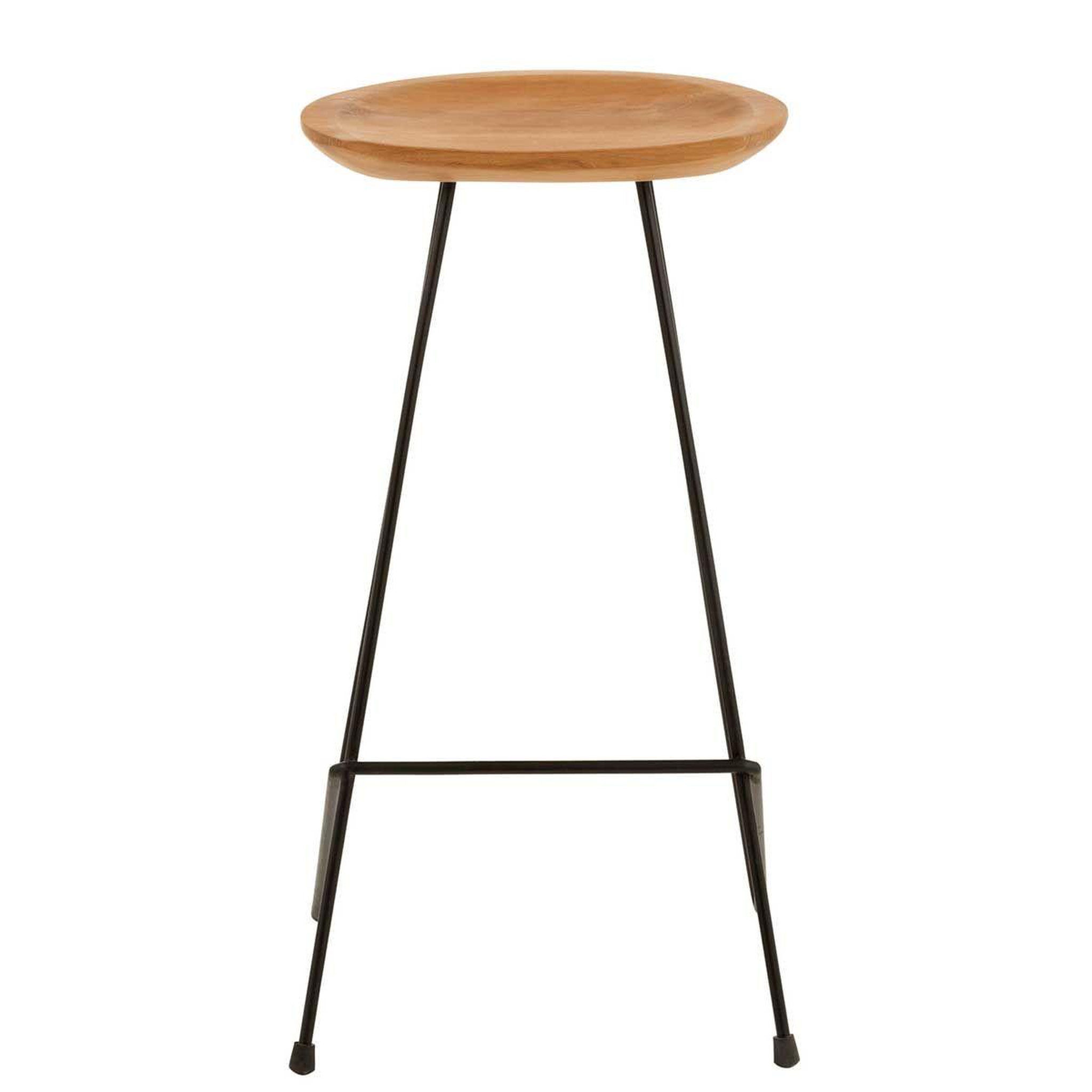 Voir la diapositive 2 : J-LINE Chaise de bar en teck  scanda  77cm naturel & noir