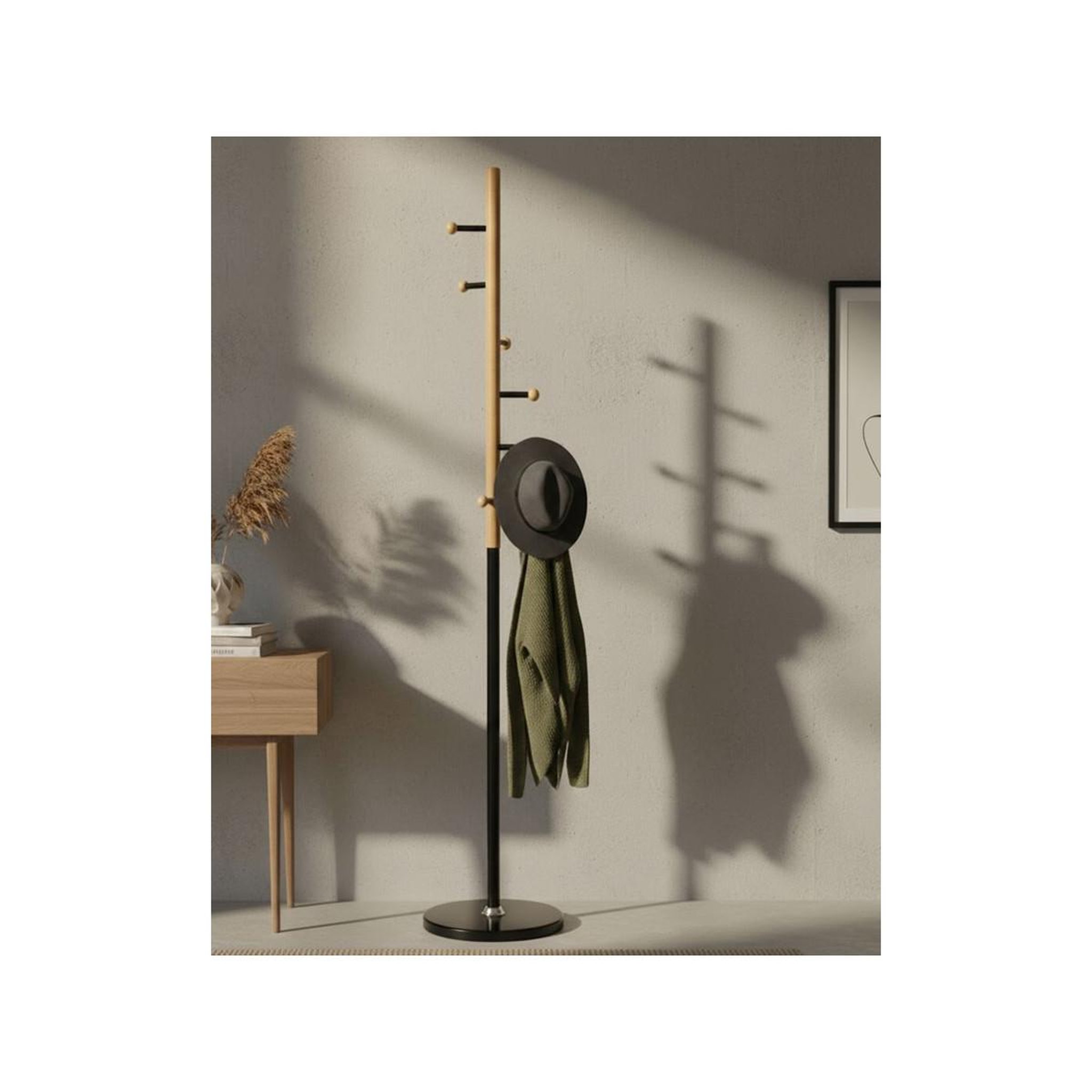 Voir la diapositive 6 : Paris Prix Porte-manteau en bois  step  172cm noir & naturel