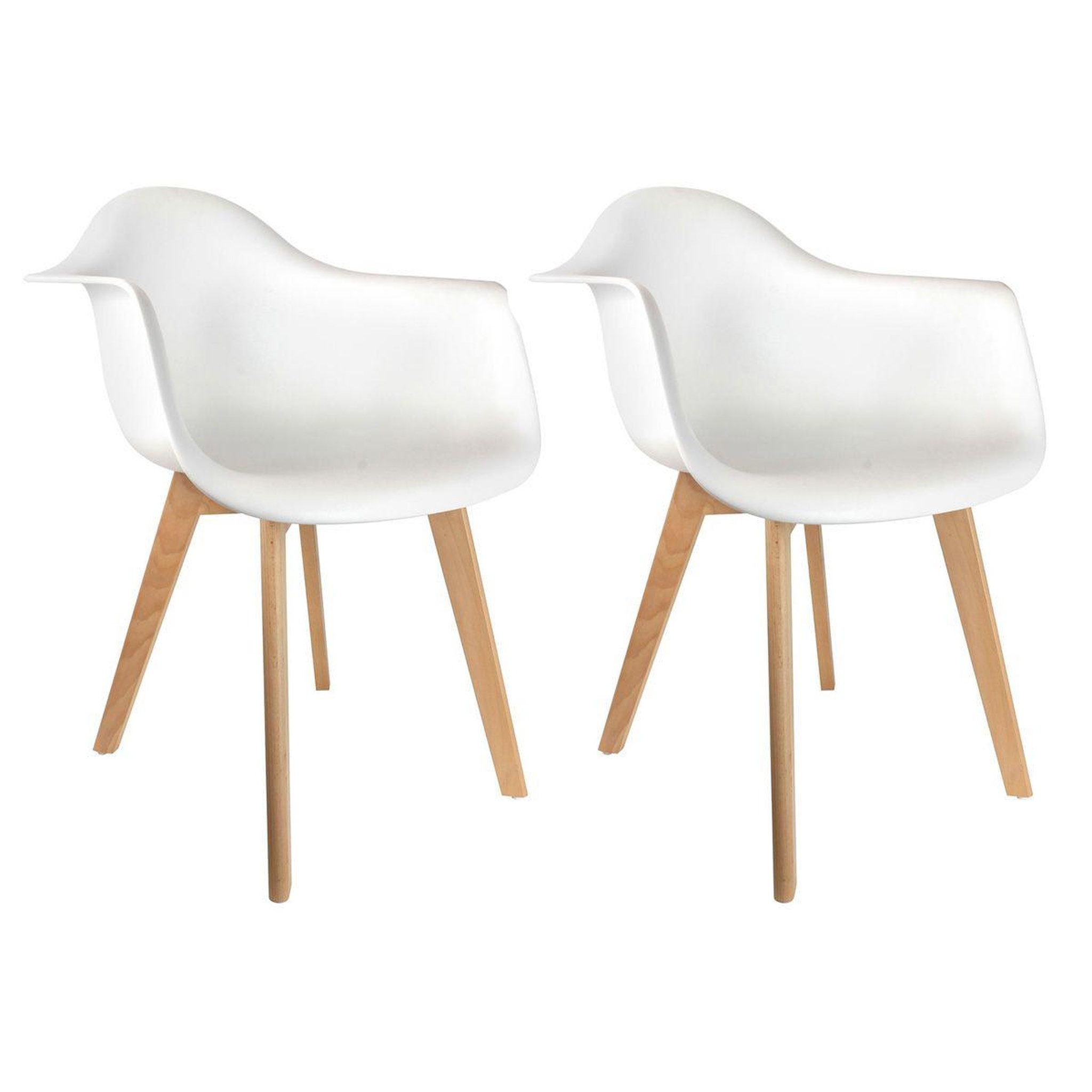 The Home Deco Factory Lot de 2 fauteuils scandinave  julda  85cm blanc