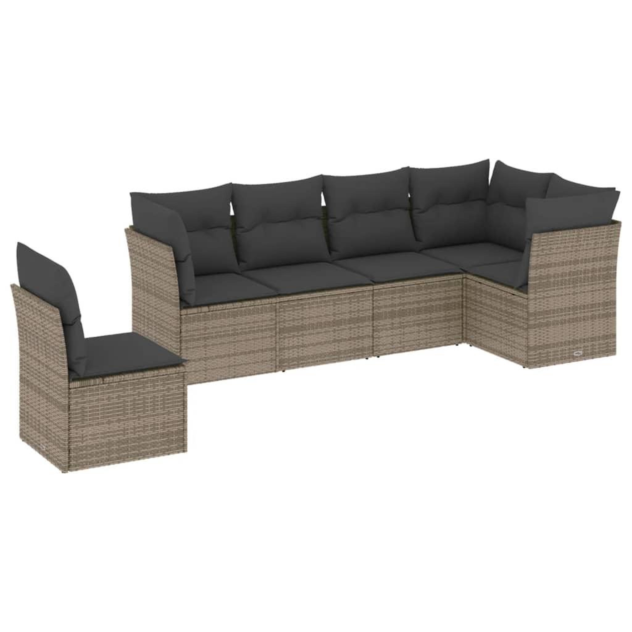 Voir la diapositive 2 : VIDAXL Salon de jardin 6 pcs avec coussins gris resine tressee
