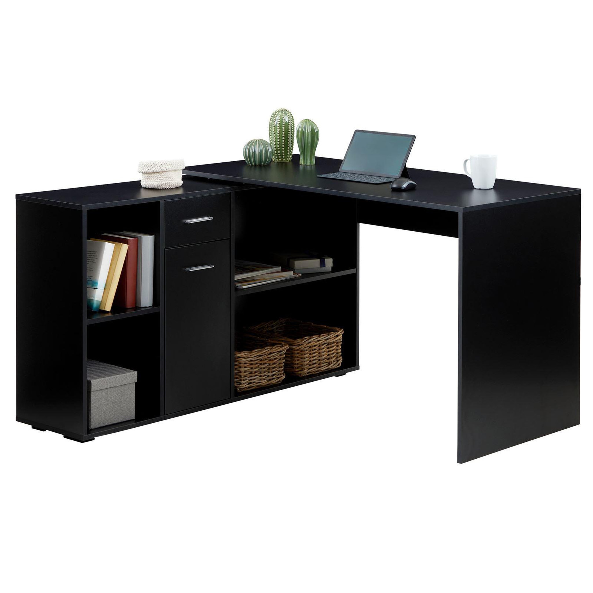 Voir la diapositive 1 : IDIMEX Bureau d'angle carmen avec meuble de rangement