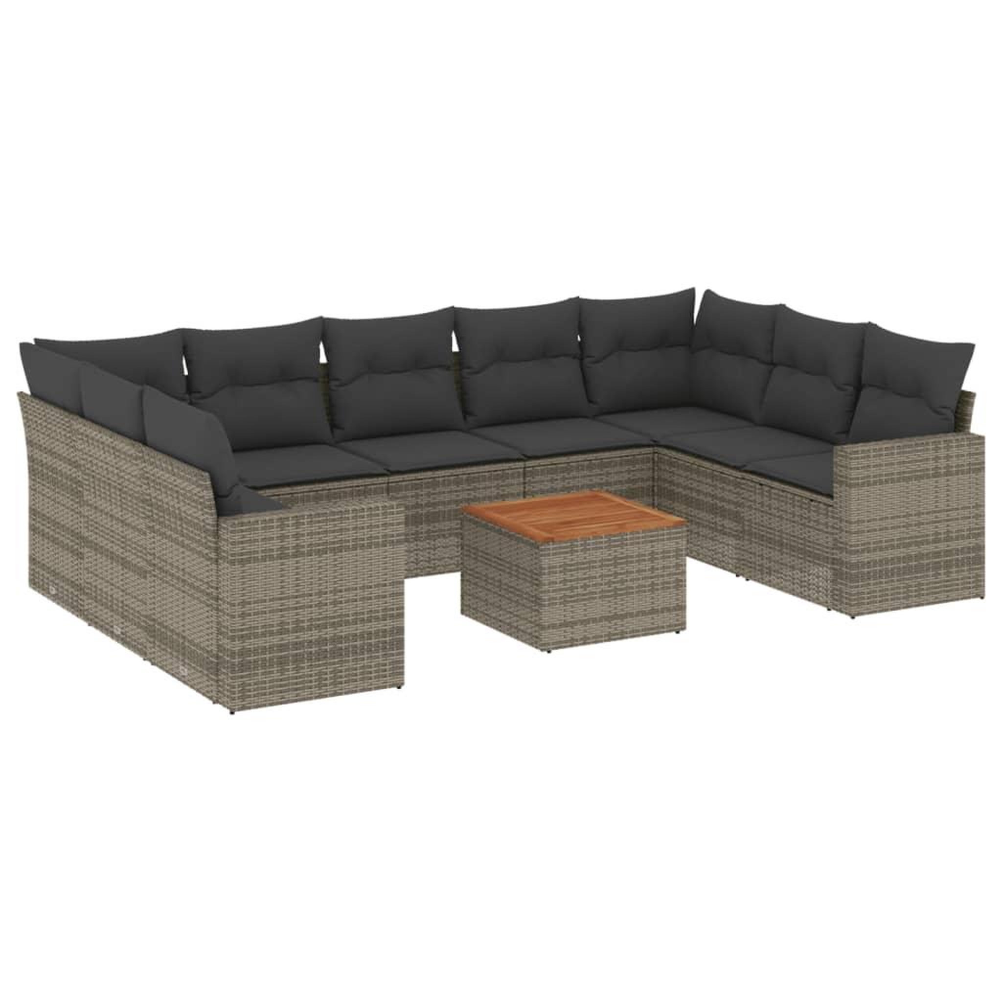 Voir la diapositive 2 : VIDAXL Salon de jardin avec coussins 10 pcs gris resine tressee