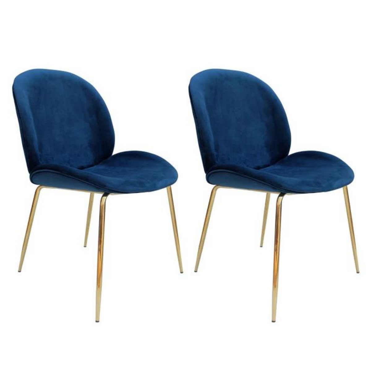 Paris Prix Lot de 2 Chaises Design  Charlize  90cm Bleu & Or