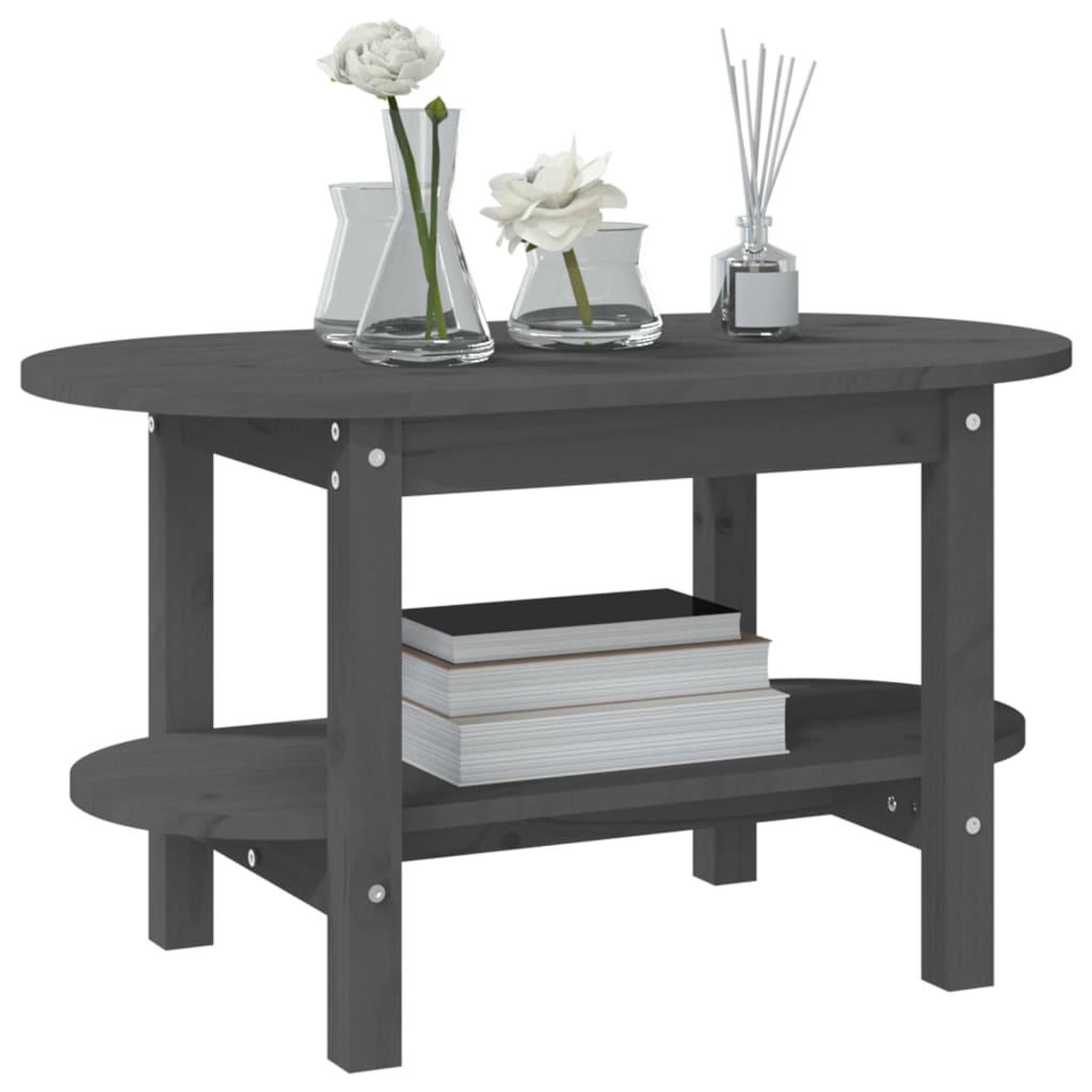 Voir la diapositive 4 : VIDAXL Table basse Gris 80x45x45 cm Bois massif de pin