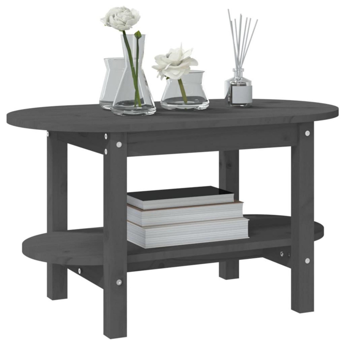VIDAXL Table basse Gris 80x45x45 cm Bois massif de pin
