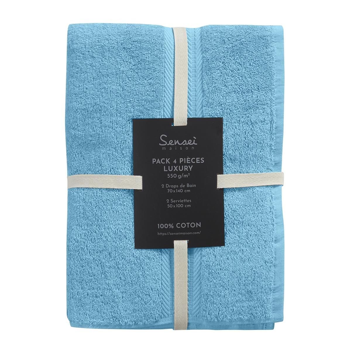Sensei Maison Ensemble de bain 4 pièces (2 draps de bain + 2 serviettes de toilette) LUXURY