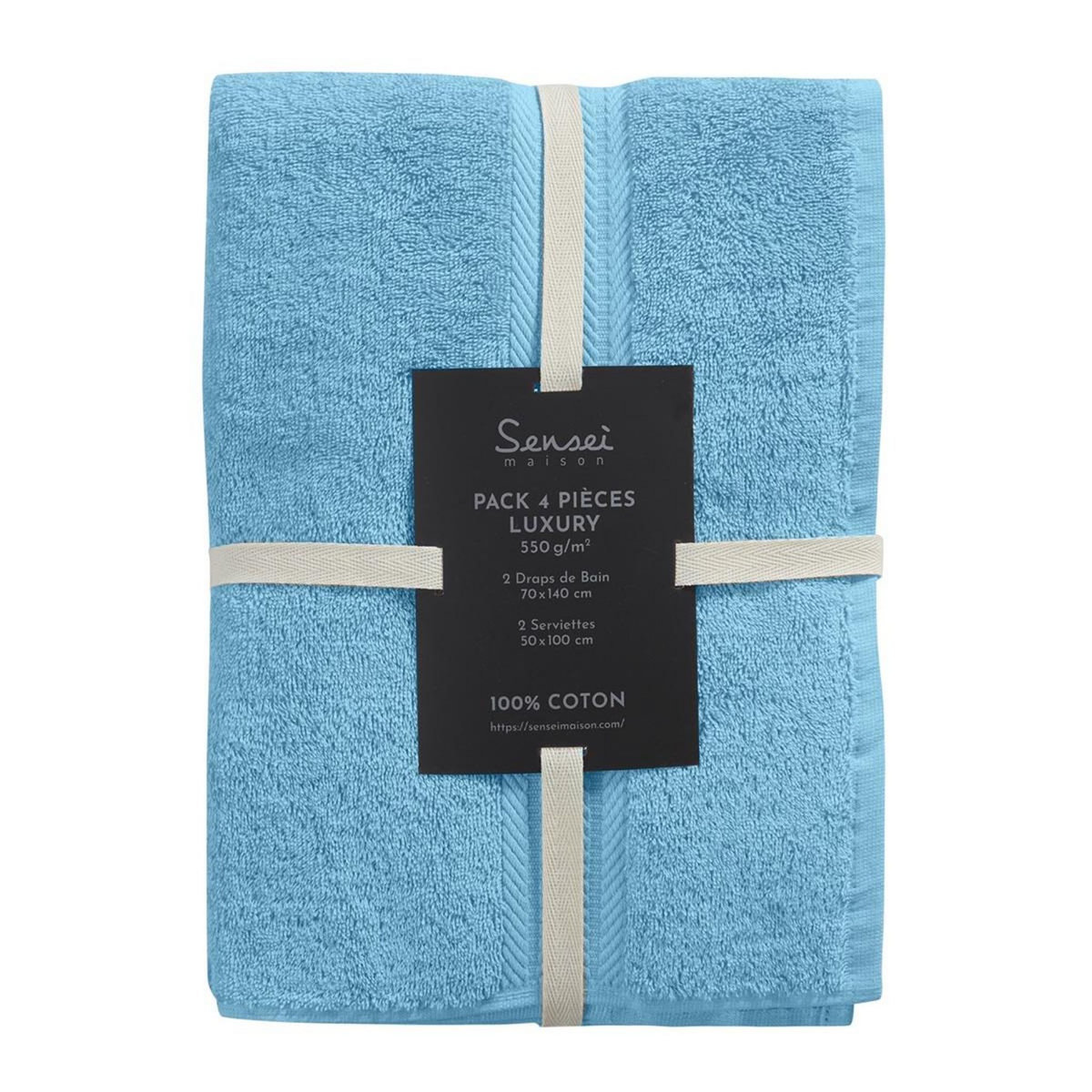 Sensei Maison Ensemble de bain 4 pièces (2 draps de bain + 2 serviettes de toilette) LUXURY