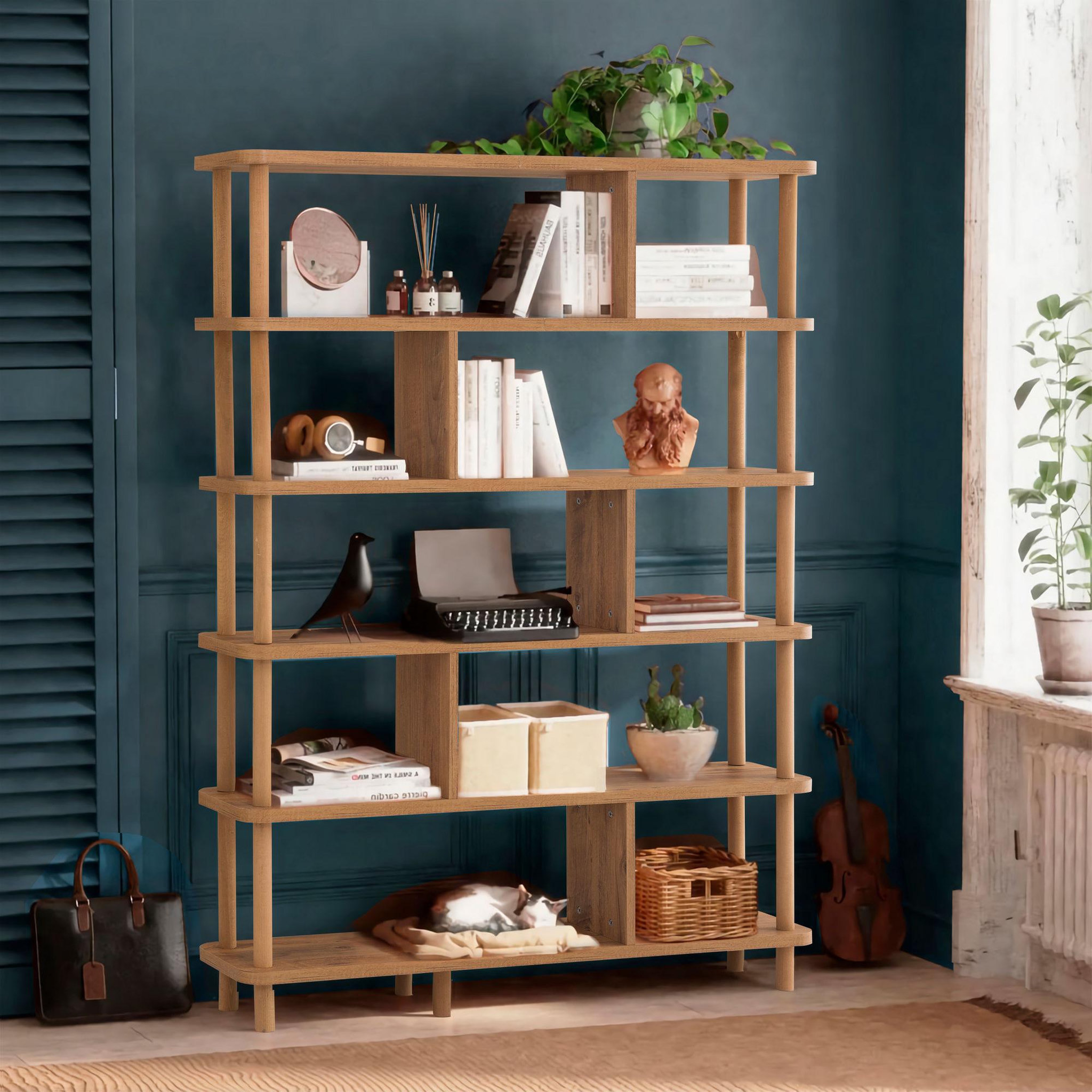 Voir la diapositive 2 : Habitat et Jardin Bibliothèque en bois  Meta  - 120 x 28 x 168 cm - Marron