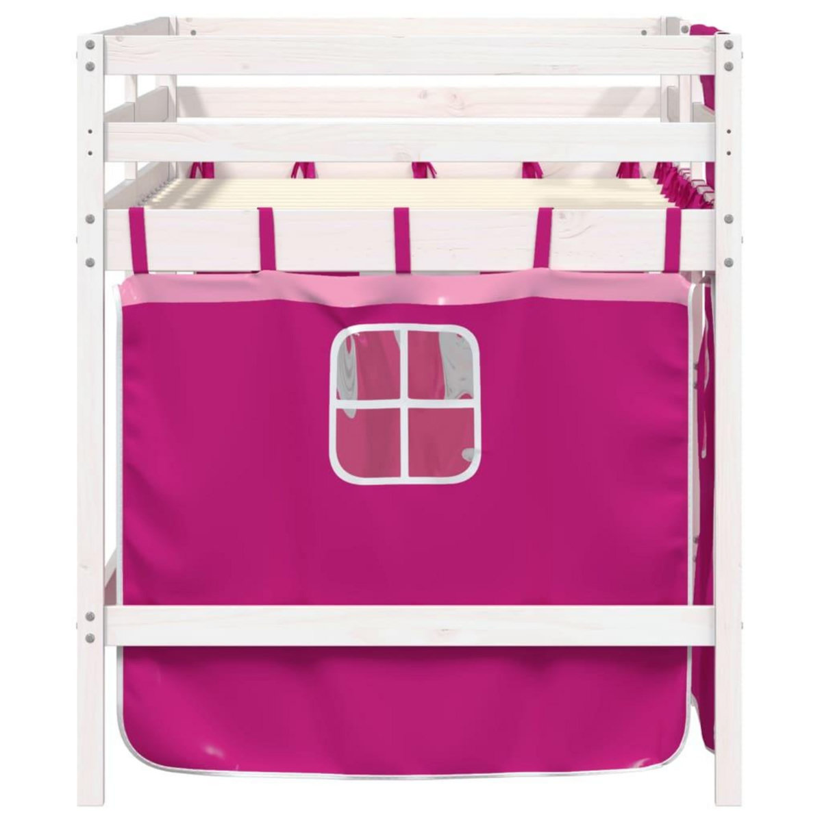 VIDAXL Lit mezzanine enfants avec rideaux sans matelas rose 90x190 cm