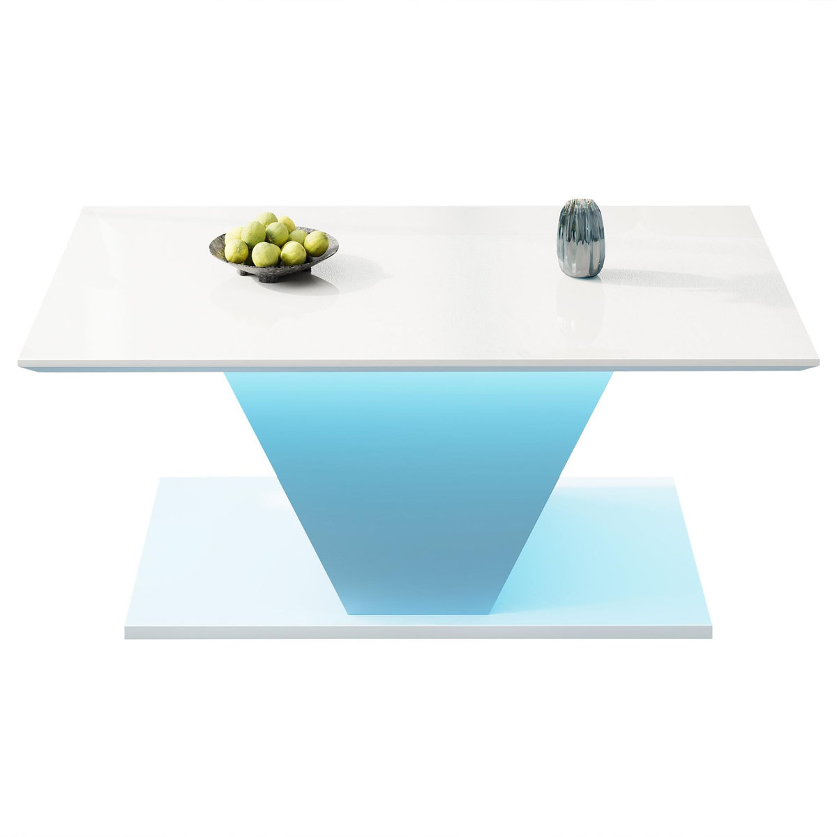 MERAX Table basse rectangulaire blanc - 50x100 cm led panneau de particules