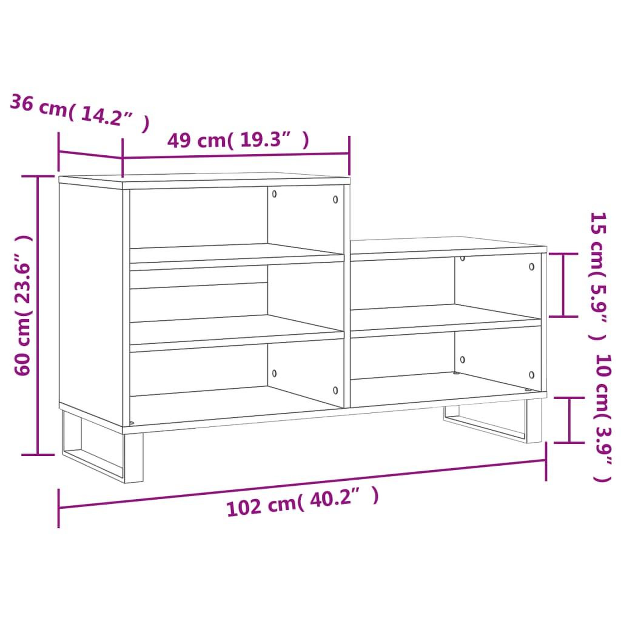 Voir la diapositive 6 : VIDAXL Armoire a chaussures Noir 102x36x60 cm Bois d'ingenierie