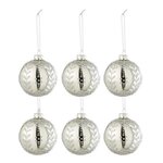Paris Prix Lot de 6 Boules de Noël  Feuilles Paillettes  8cm Argent