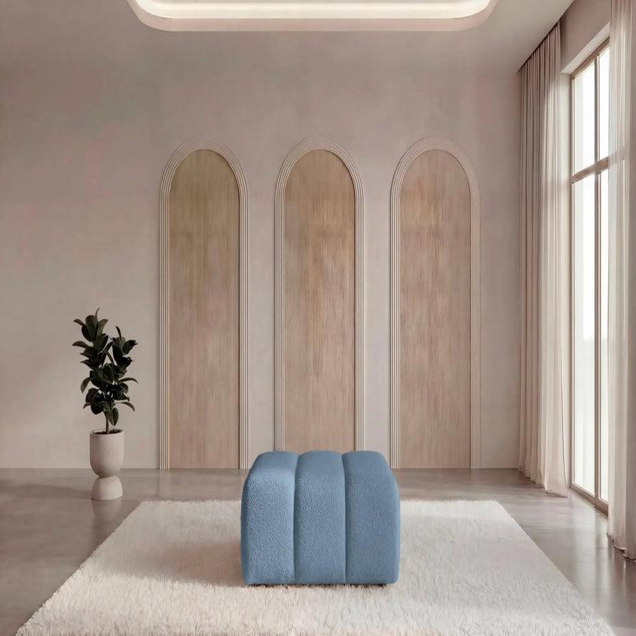 Voir la diapositive 3 : CASANOVA PARIS Celeste - pouf tissu bouclette