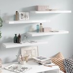 VIDAXL Etagere murale flottante 4 pcs Blanc brillant 80x23,5x3,8cm MDF