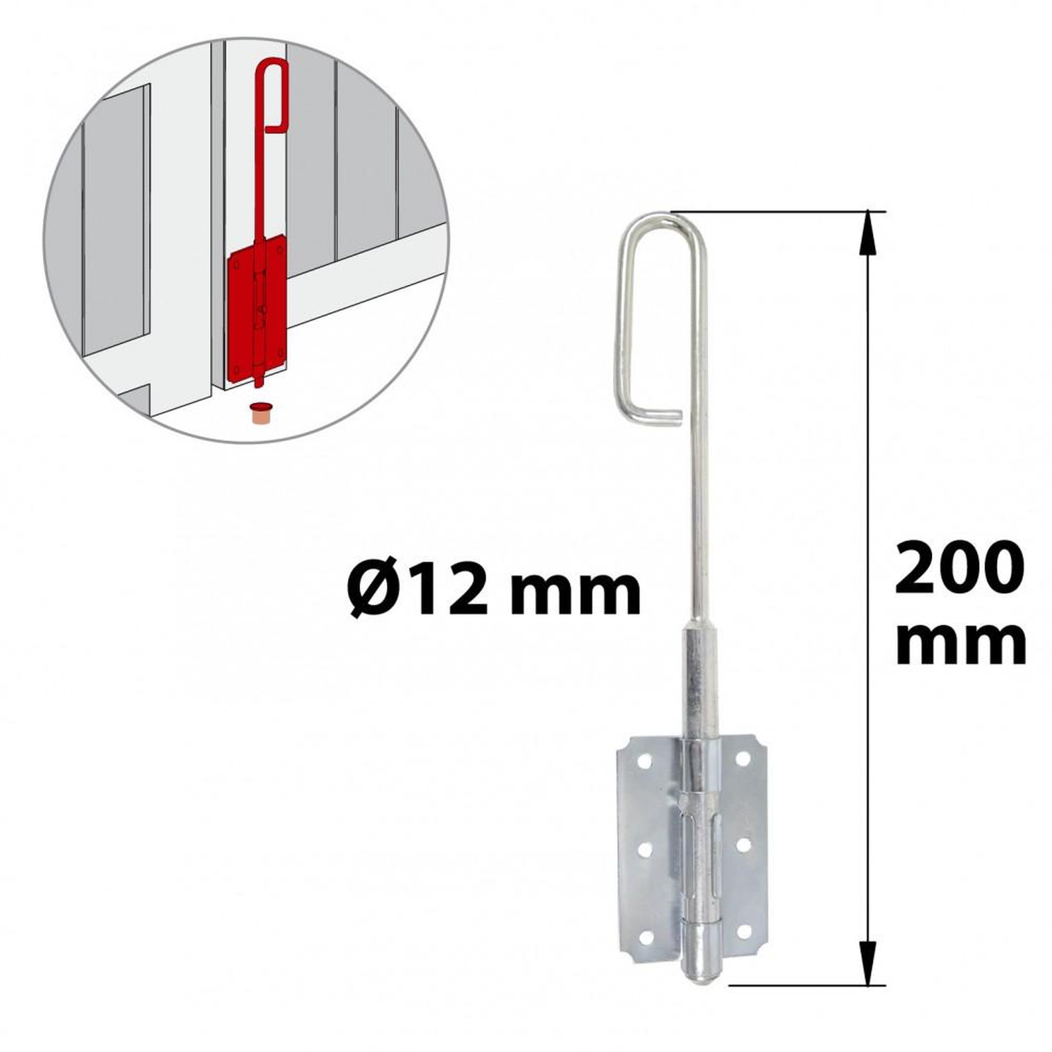 CENTRALE BRICO Verrou baïonnette acier zingué, H.200 x L.60 x P.20 mm