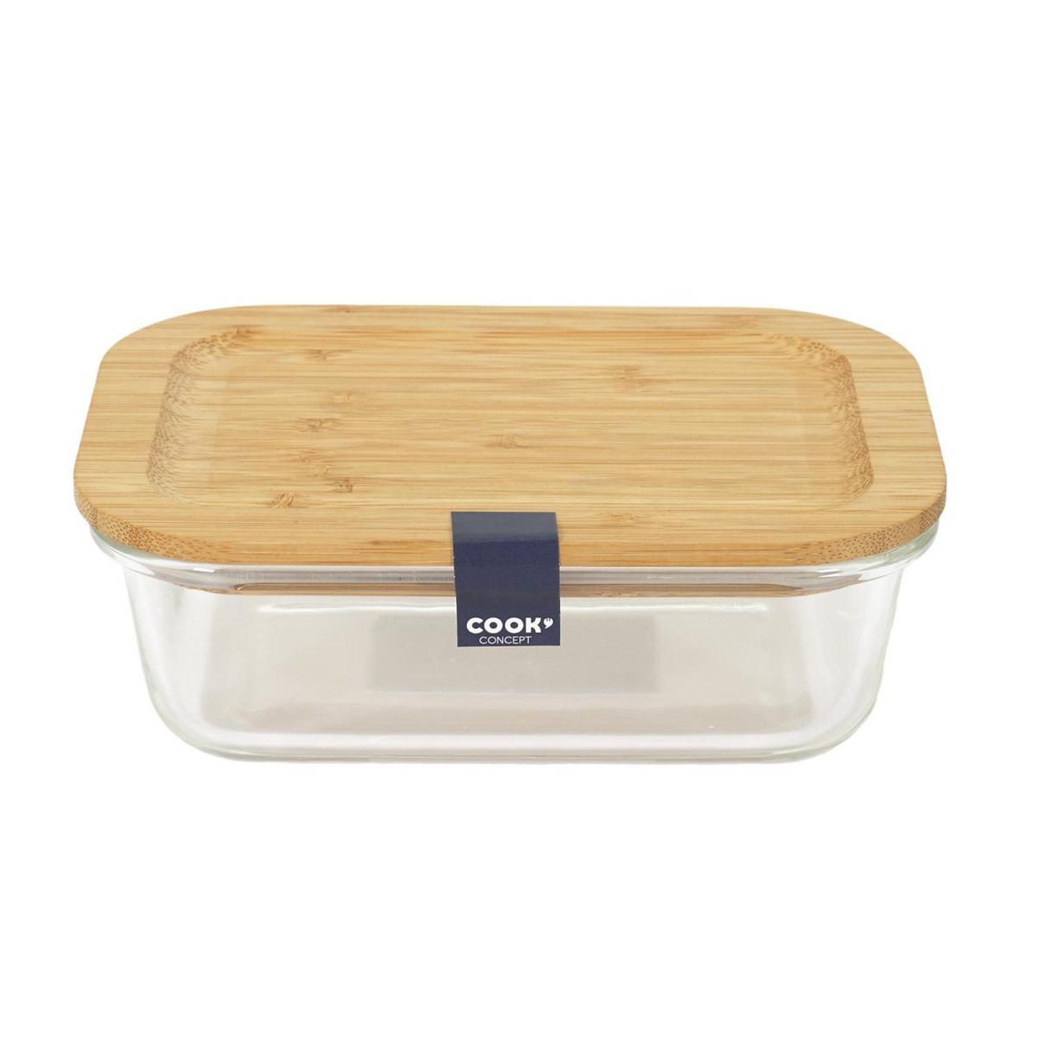 COOK CONCEPT Lunch box verre & bambou  repas  52cl transparent