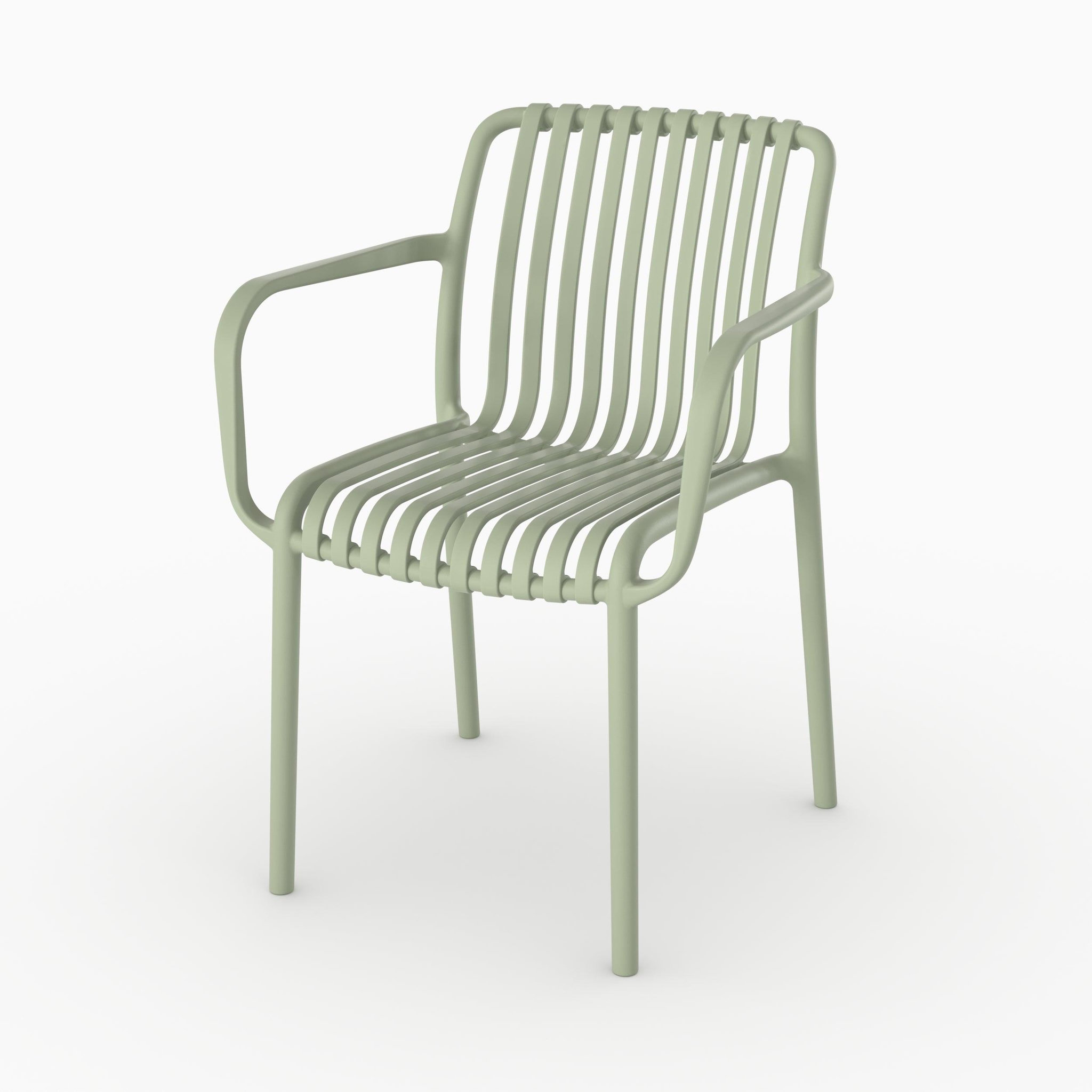 Voir la diapositive 5 : MAISON PAVANE Lot de 2 chaises de jardin empilables en plastique vert pastel-ivy
