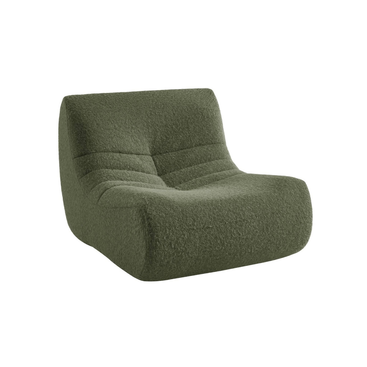 SWEEEK Chauffeuse tissu effet alpaca 2 places. kaki. style contemporain. L 91 x P 105 x H 72cm
