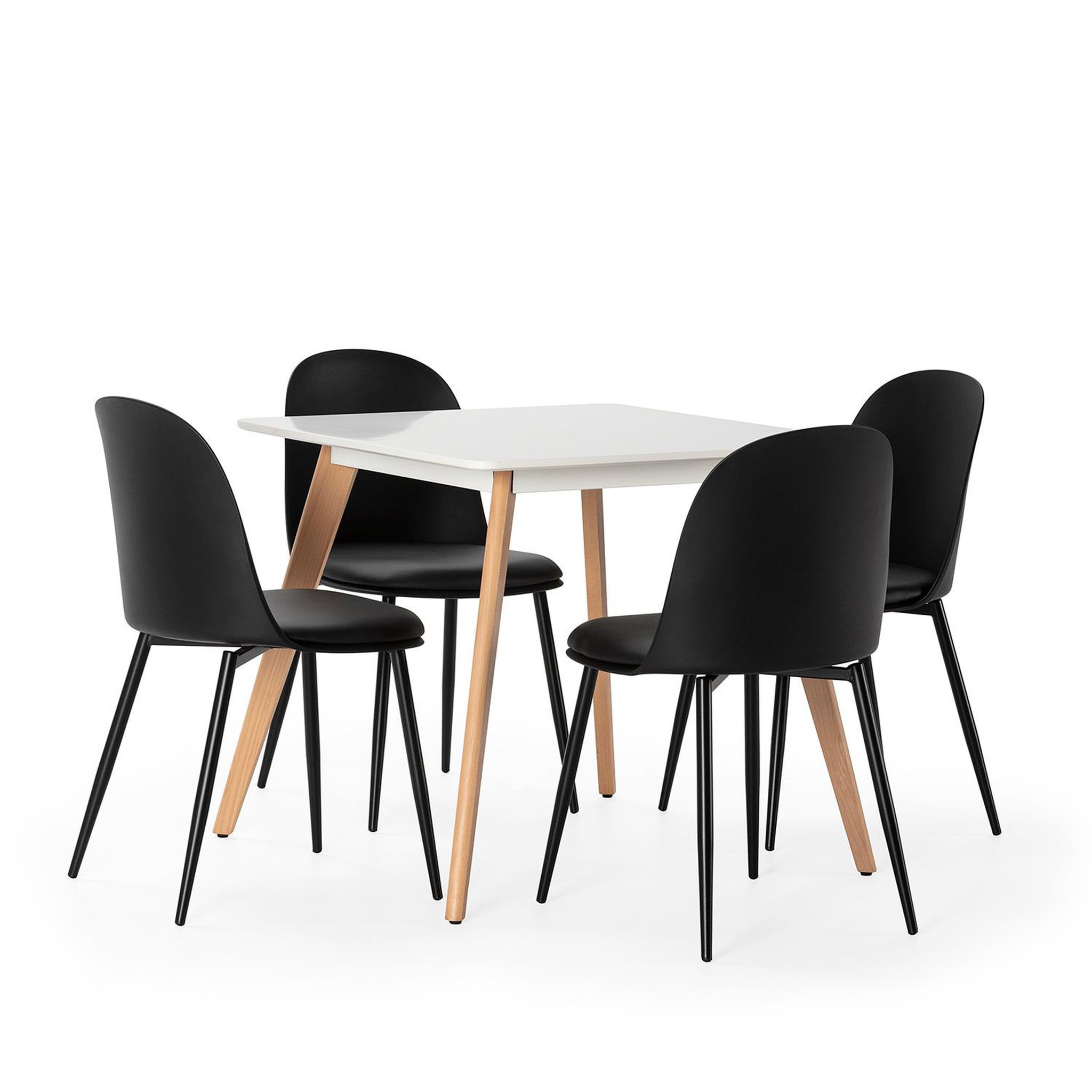 VS VENTA-STOCK Ensemble table 80x80 cm et 4 chaises de salle à manger Kana Noir
