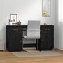 Voir la diapositive 1 : VIDAXL Bureau avec armoires Noir 135x50x75 cm Bois massif de pin