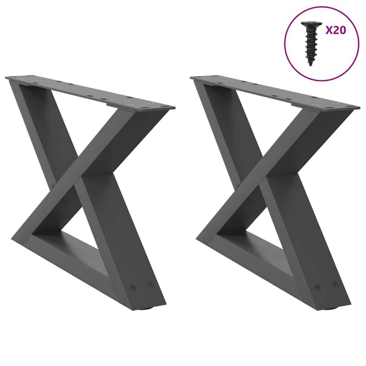 VIDAXL Pieds de table basse 2 pcs anthracite 60x(30-31,3) cm acier