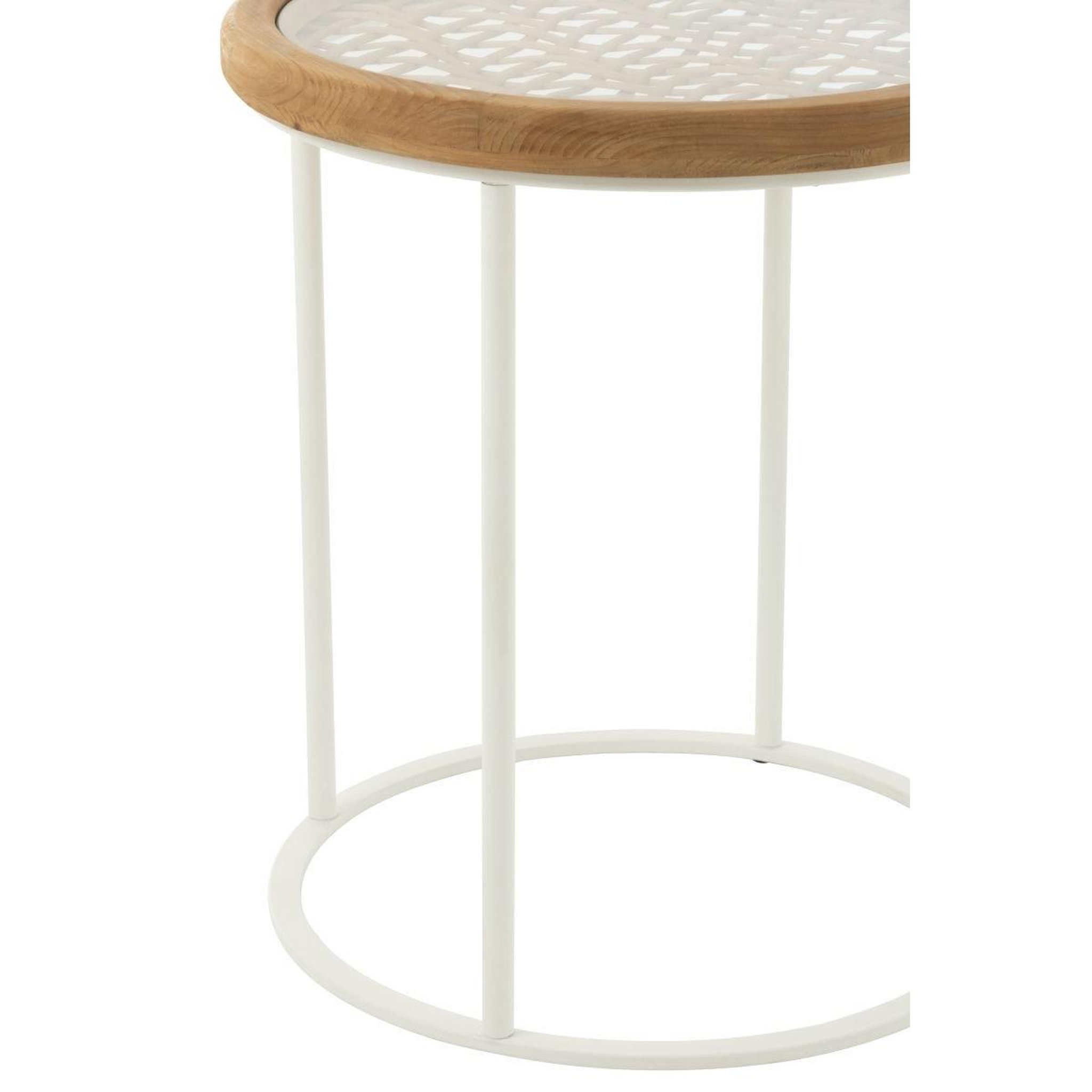 Voir la diapositive 4 : J-LINE Table d'appoint en bois  mati  56cm naturel & blanc