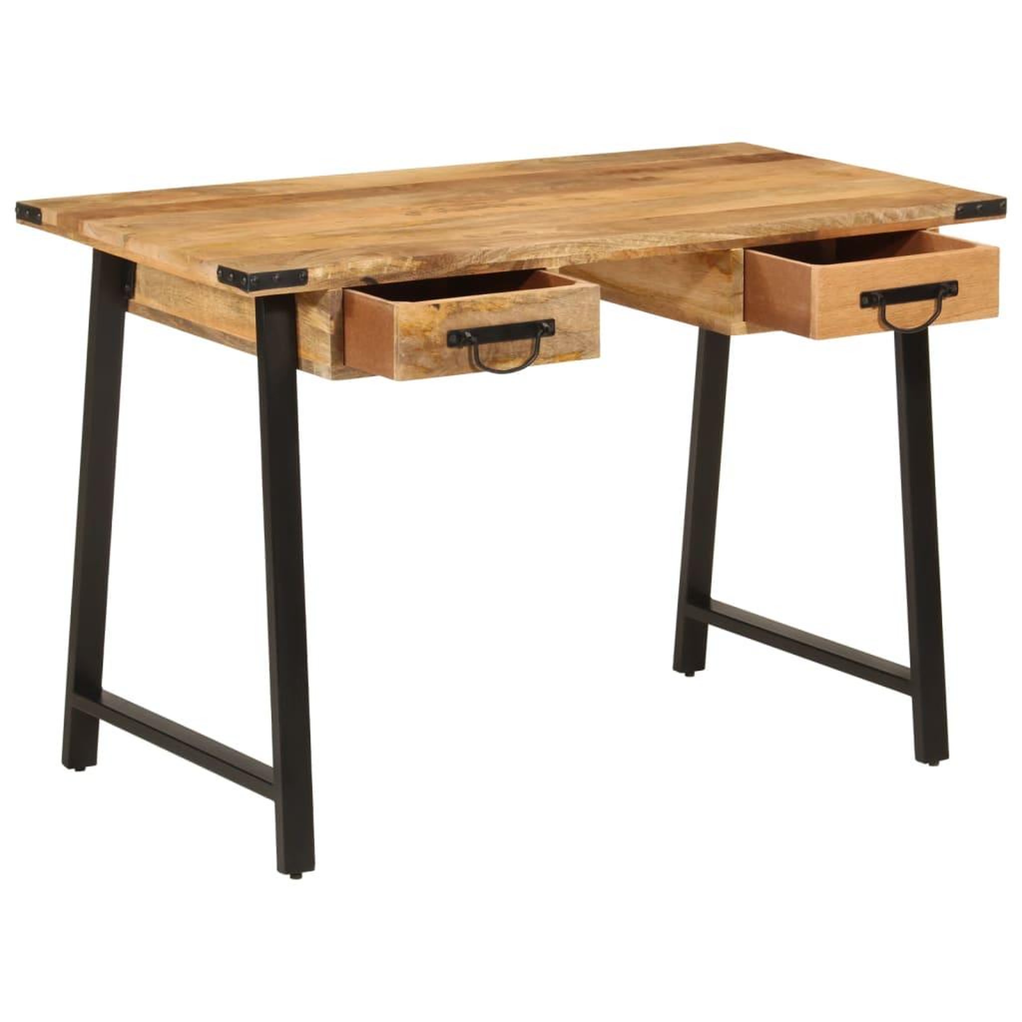 Voir la diapositive 2 : VIDAXL Bureau avec tiroirs 105x55x70 cm bois de manguier massif et fer