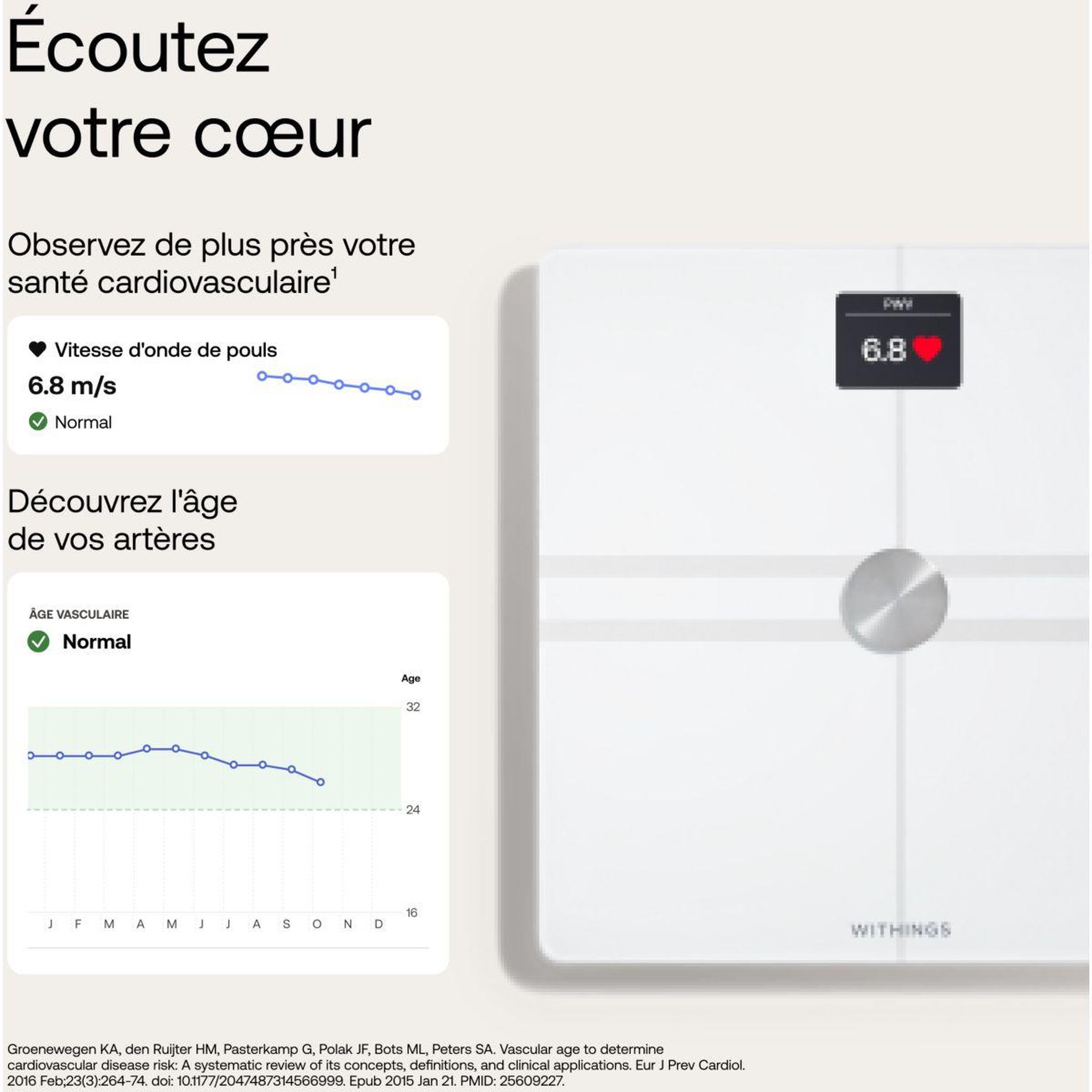 Voir la diapositive 2 : WITHINGS Pèse personne connecté body comp blanc