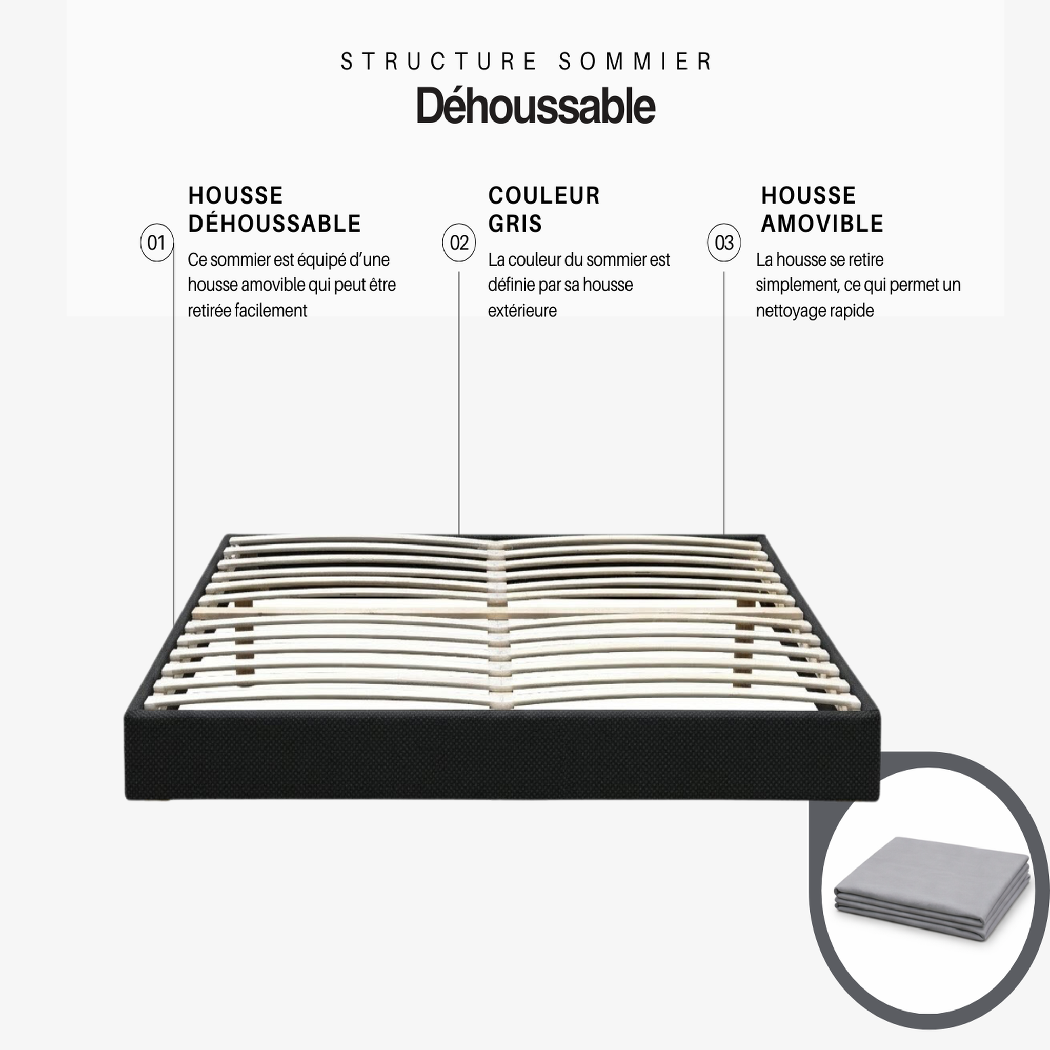 Voir la diapositive 5 : PROVENCE LITERIE Ensemble Sommier Tapissier et Matelas Ferme Très Respirant