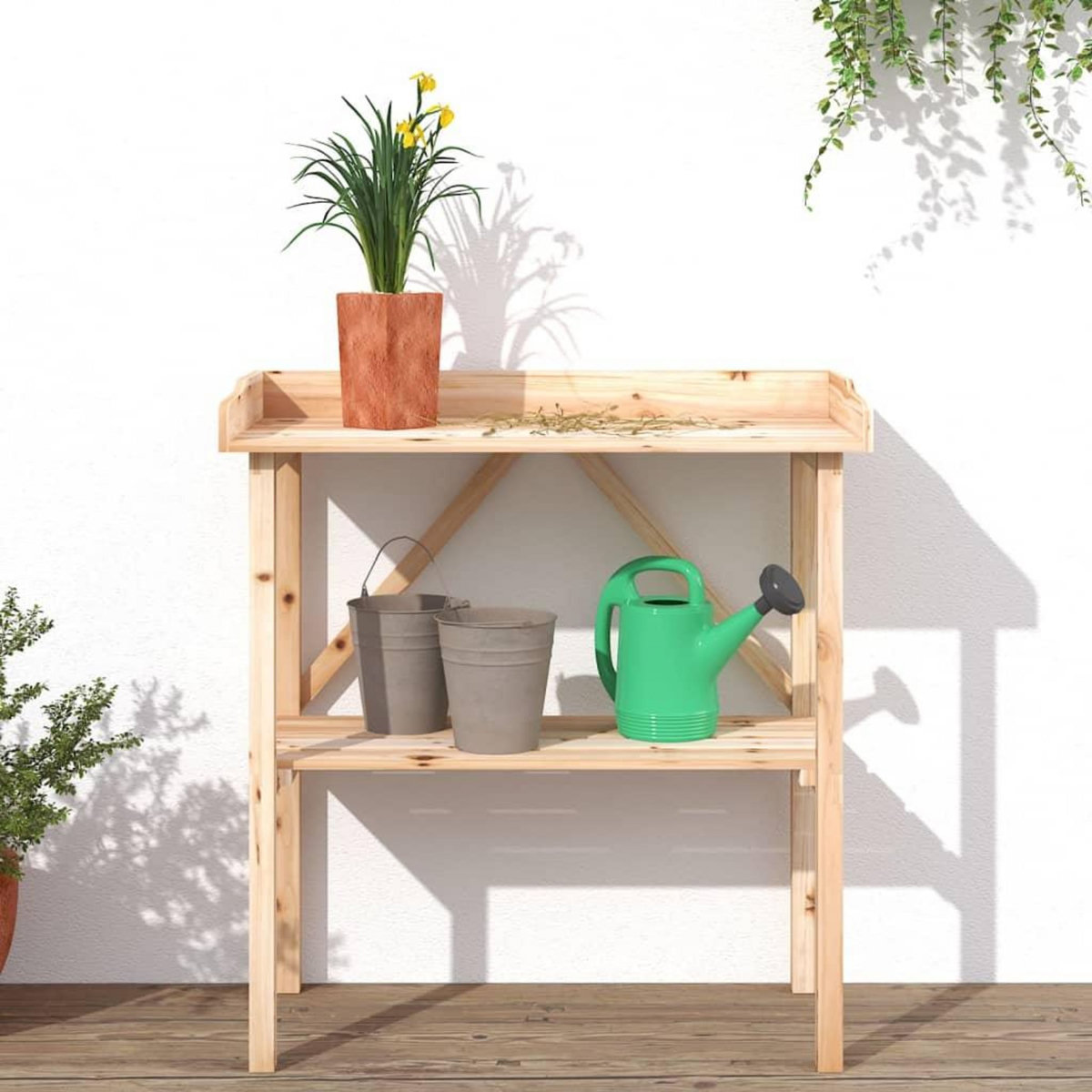 VIDAXL Table a plantes avec etagere 78x38x82,5 cm bois de sapin solide