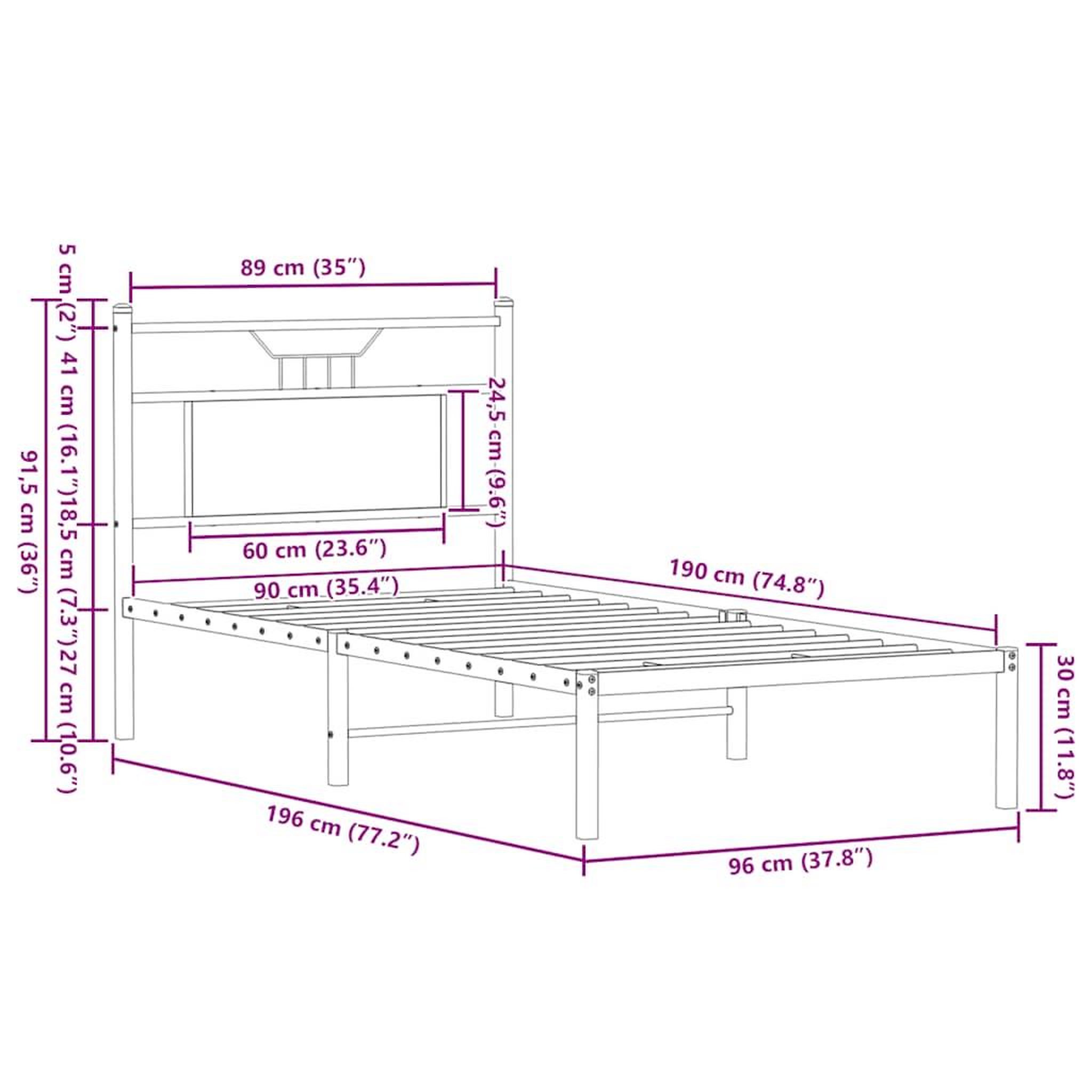 Voir la diapositive 6 : VIDAXL Cadre de lit sans matelas chene marron 90x190cm bois ingenierie