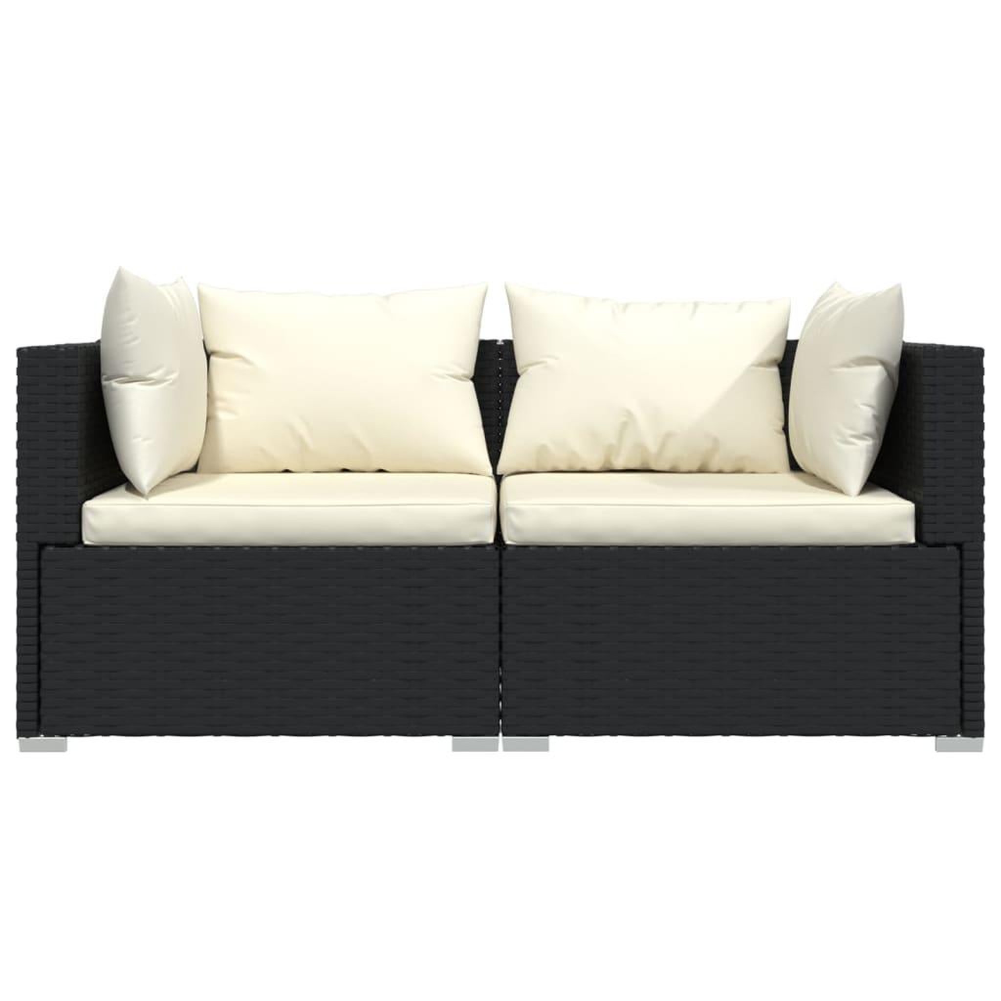 Voir la diapositive 4 : VIDAXL Salon de jardin 3 pcs avec coussins Noir Resine tressee