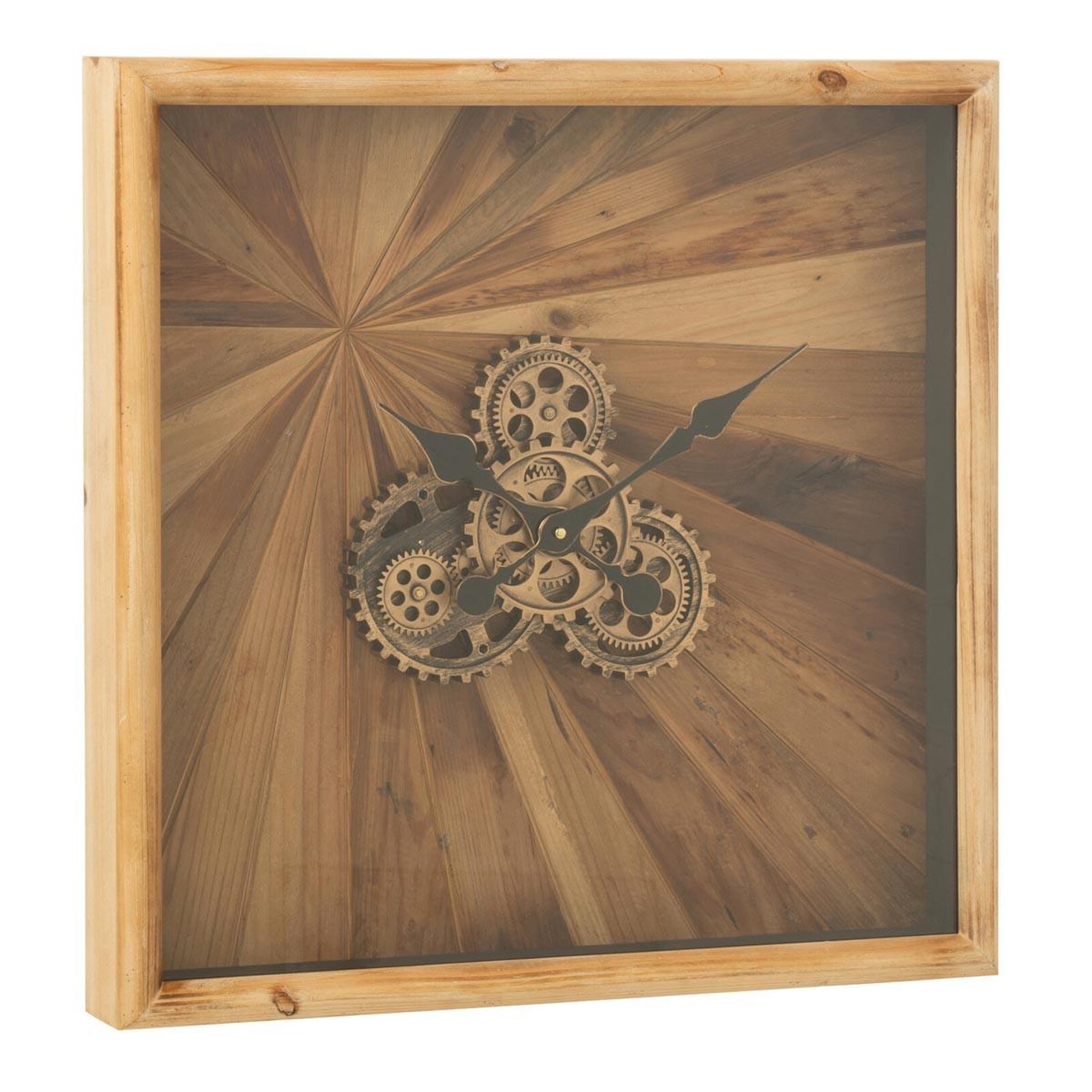 J-LINE Horloge murale engrenage  chalet  60cm naturel