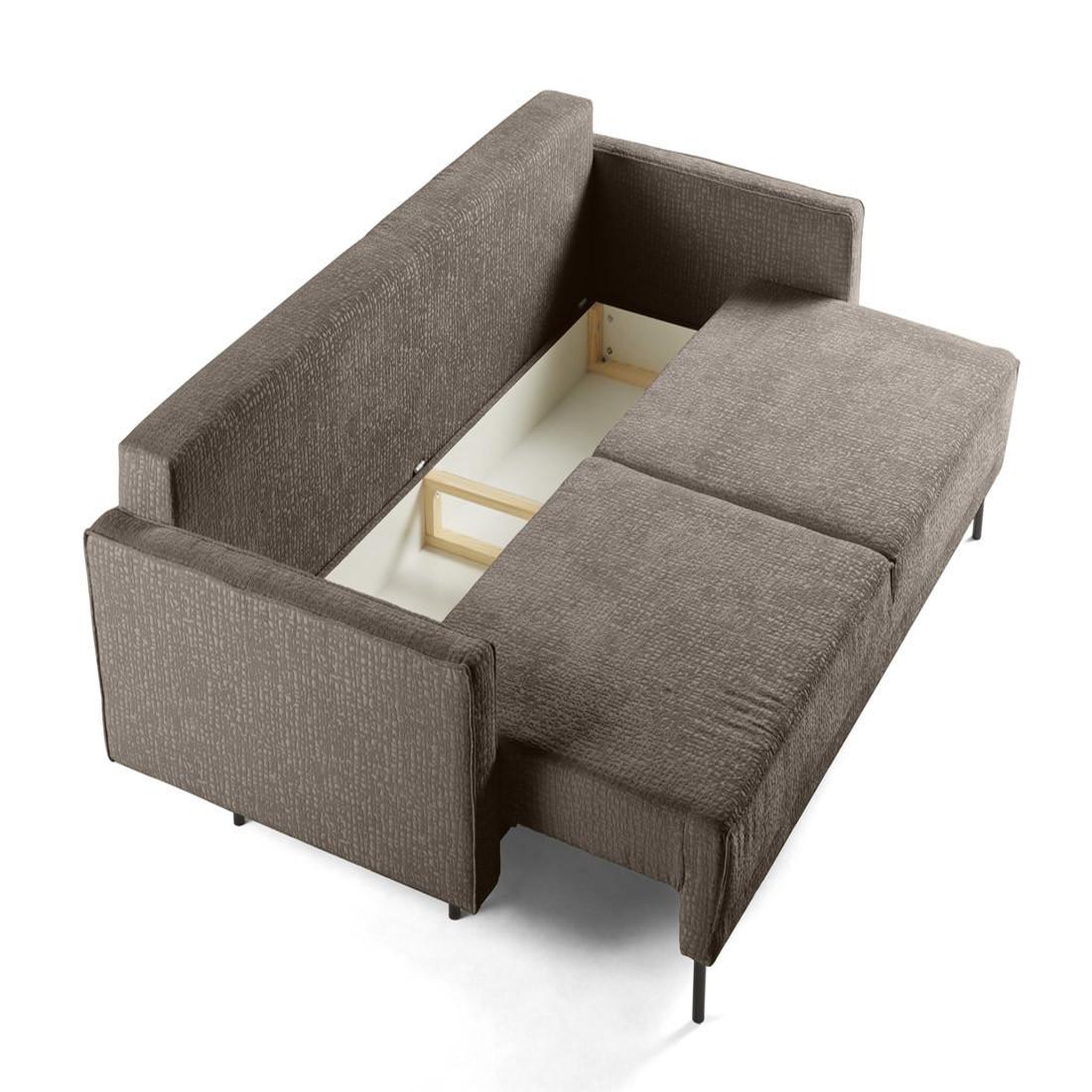 Voir la diapositive 6 : LISA DESIGN Charlie - canapé droit 3 places - convertible avec coffre - en tissu velours relief