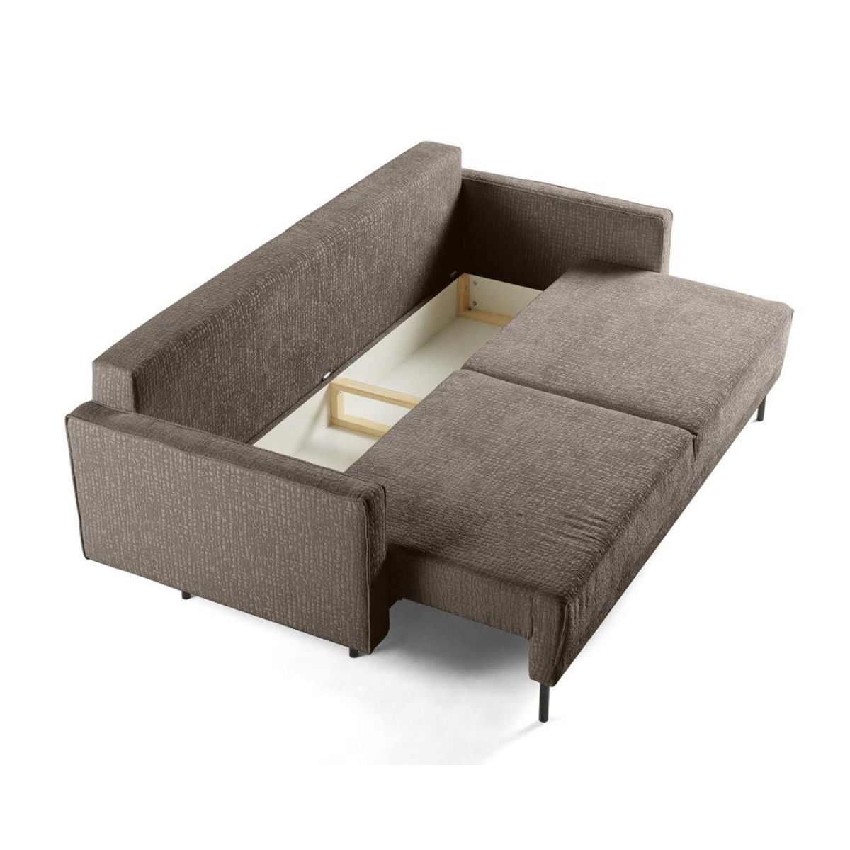 LISA DESIGN Charlie - canapé droit 3 places - convertible avec coffre - en tissu velours relief