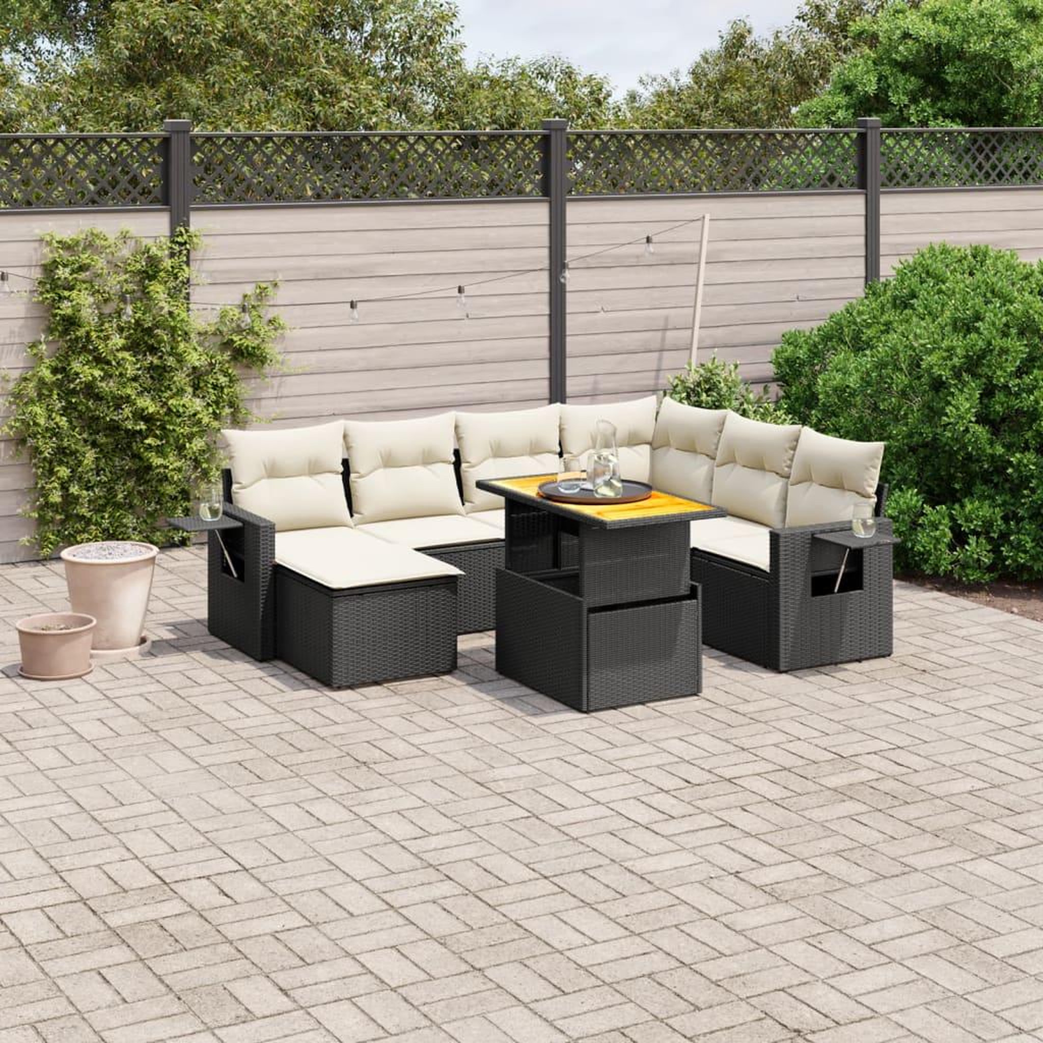 VIDAXL Salon de jardin 8 pcs avec coussins noir resine tressee