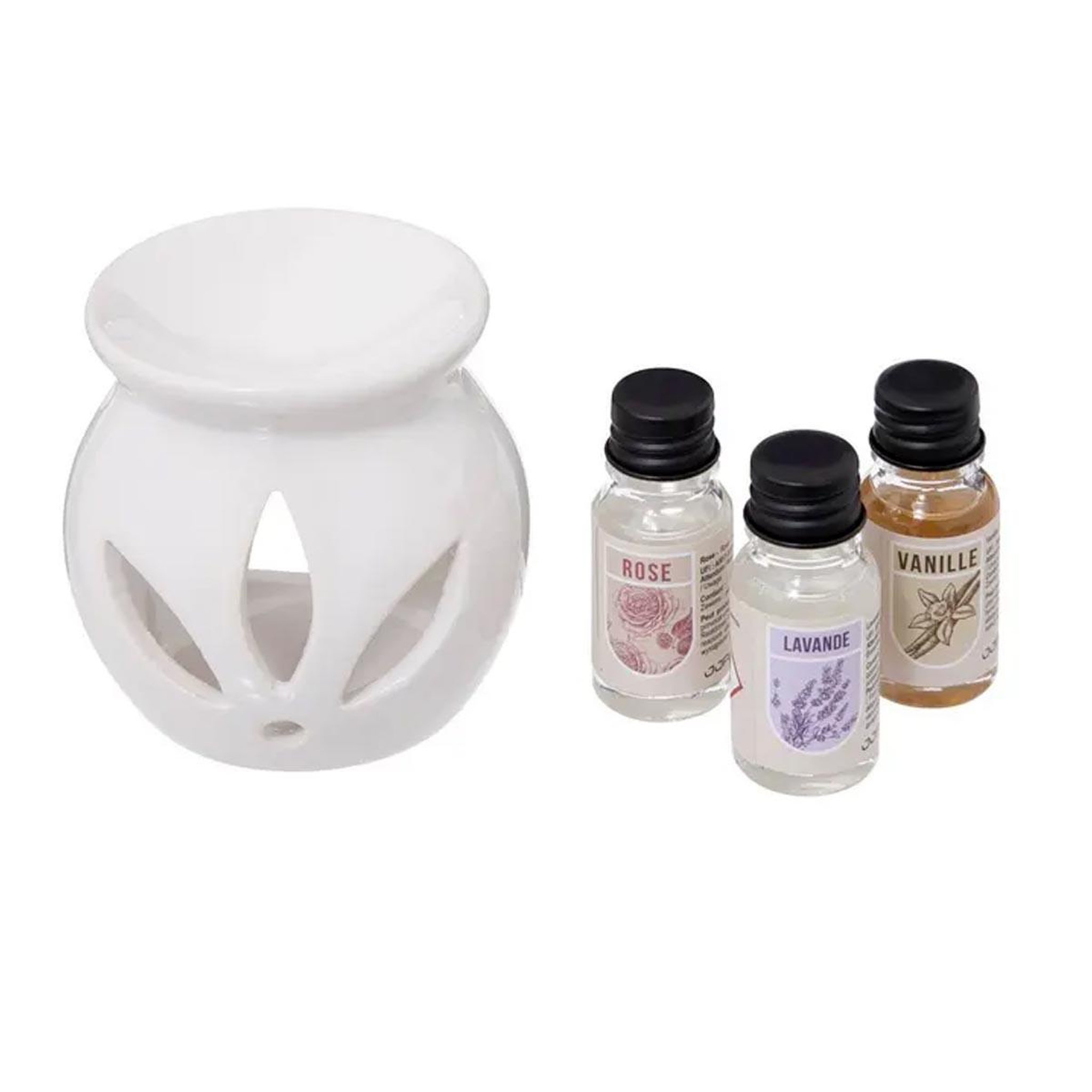 ATMOSPHERA Brûle-parfum & 3 flacons d'huiles  pura  10ml floral