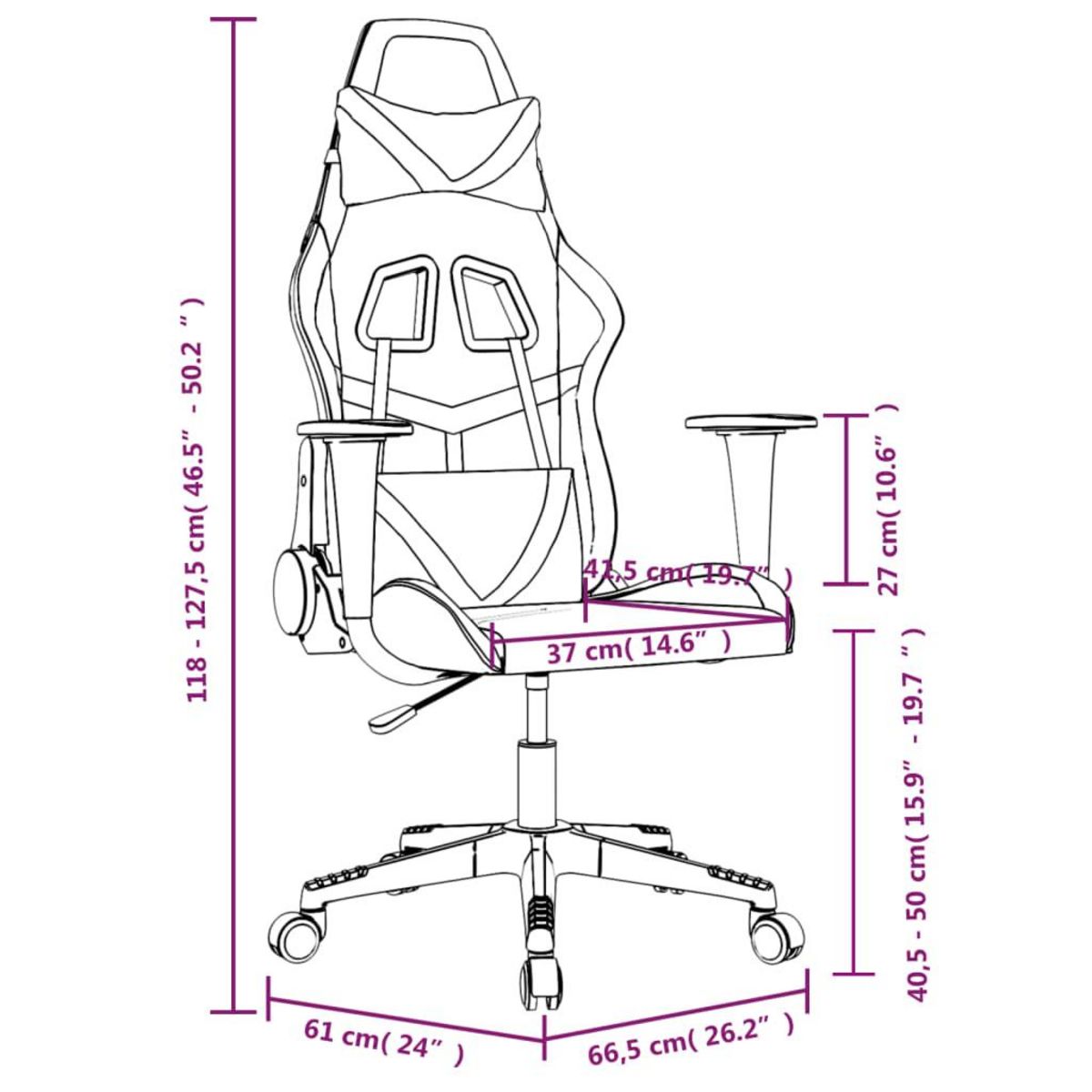 VIDAXL Chaise de jeu de massage Noir et dore Similicuir