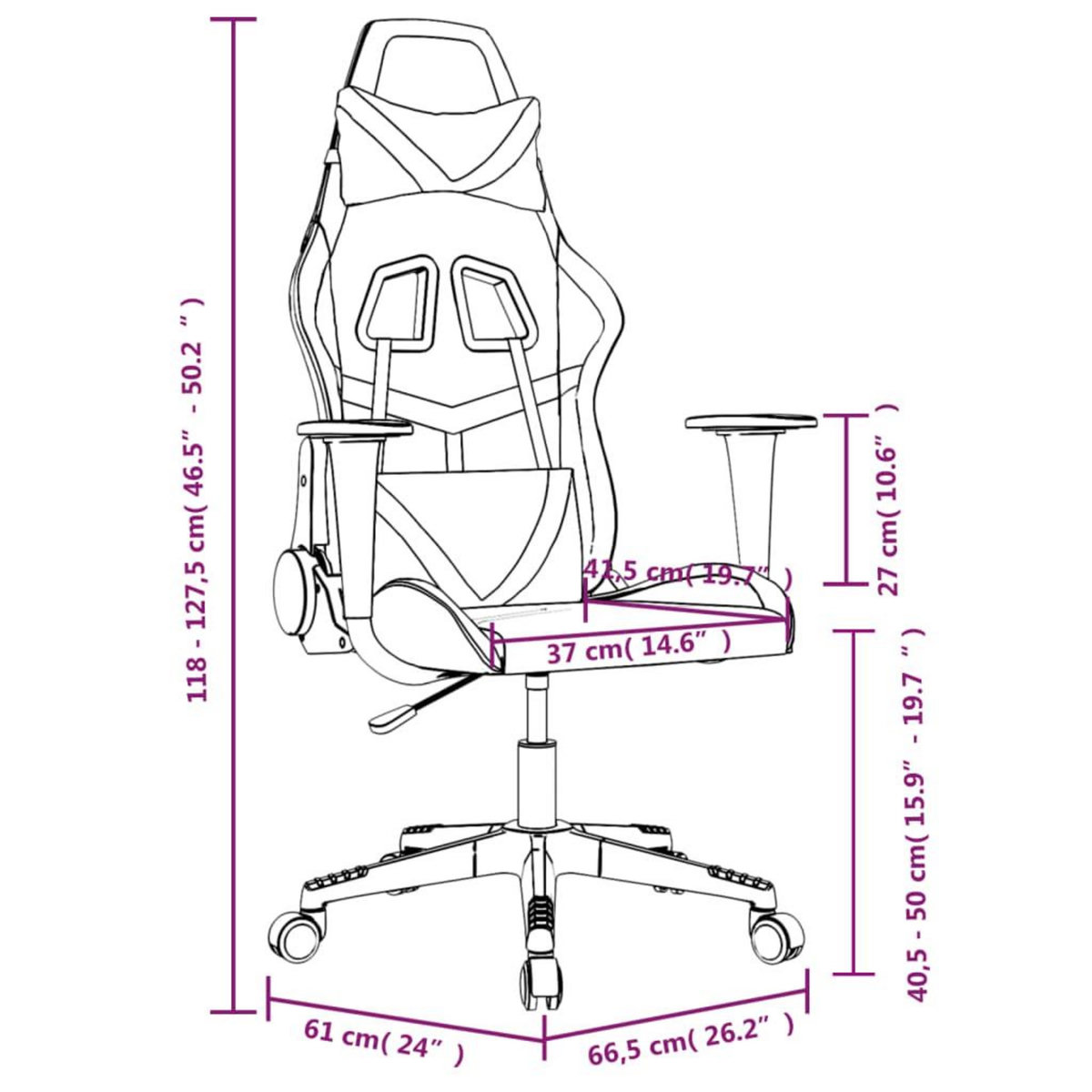 VIDAXL Chaise de jeu de massage Noir et dore Similicuir