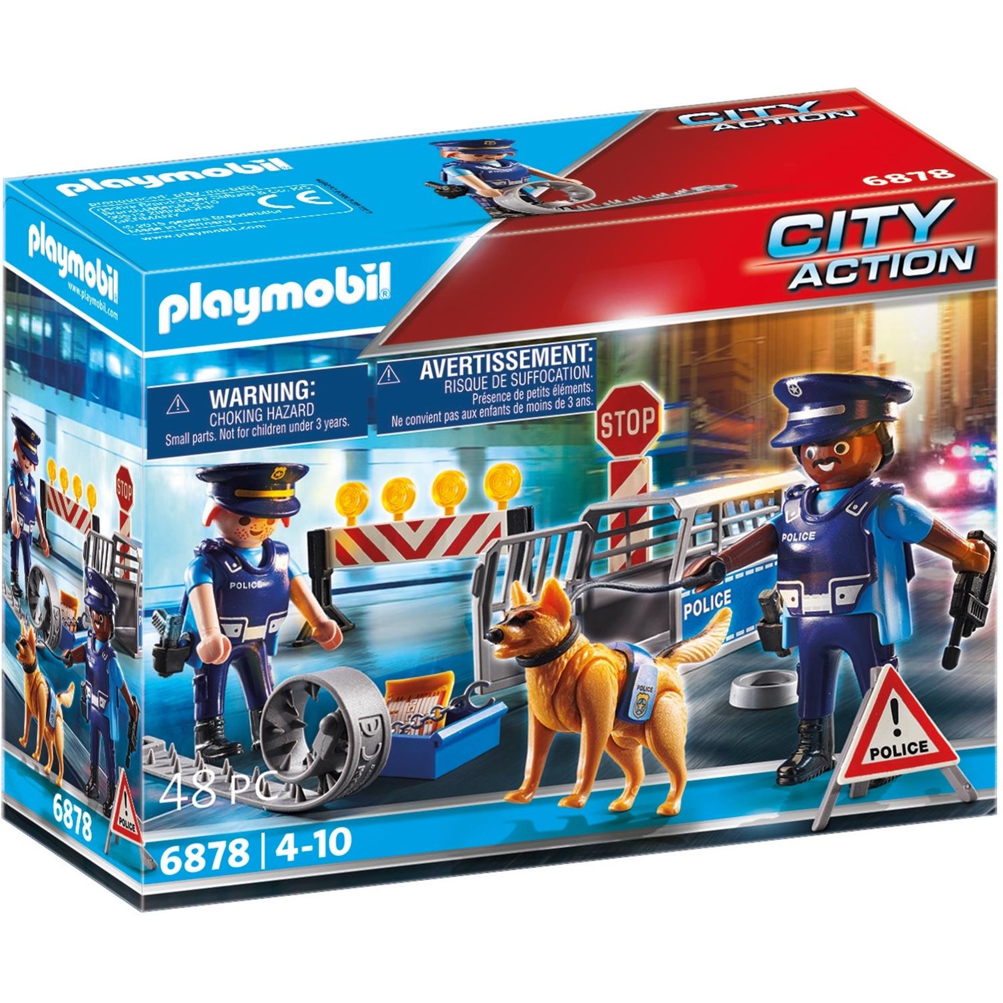 PLAYMOBIL Playmobil 6878 Barrage de Police, City Action, Les policiers, 48 pieces, des 4 ans