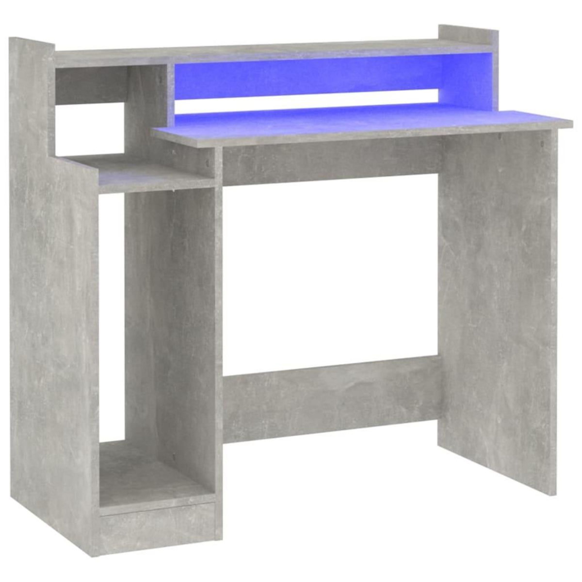 VIDAXL Bureau et lumieres LED Gris beton 97x45x90 cm Bois d'ingenierie
