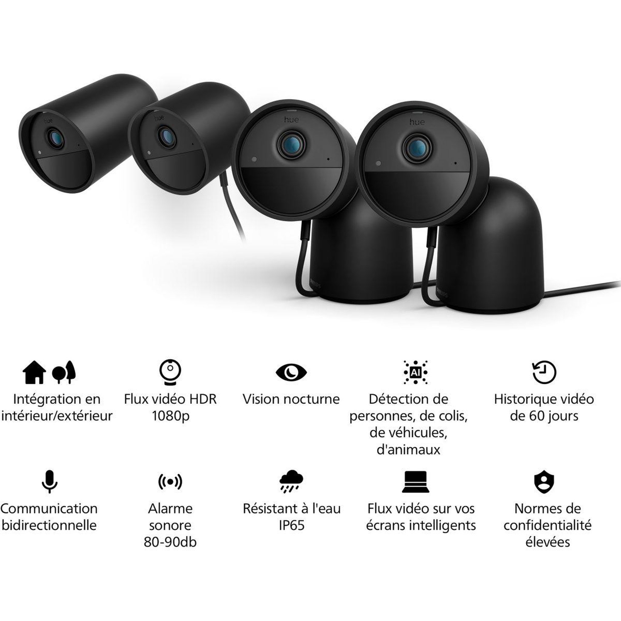 Voir la diapositive 4 : PHILIPS HUE Caméra de surveillance secure avec support bureau noire