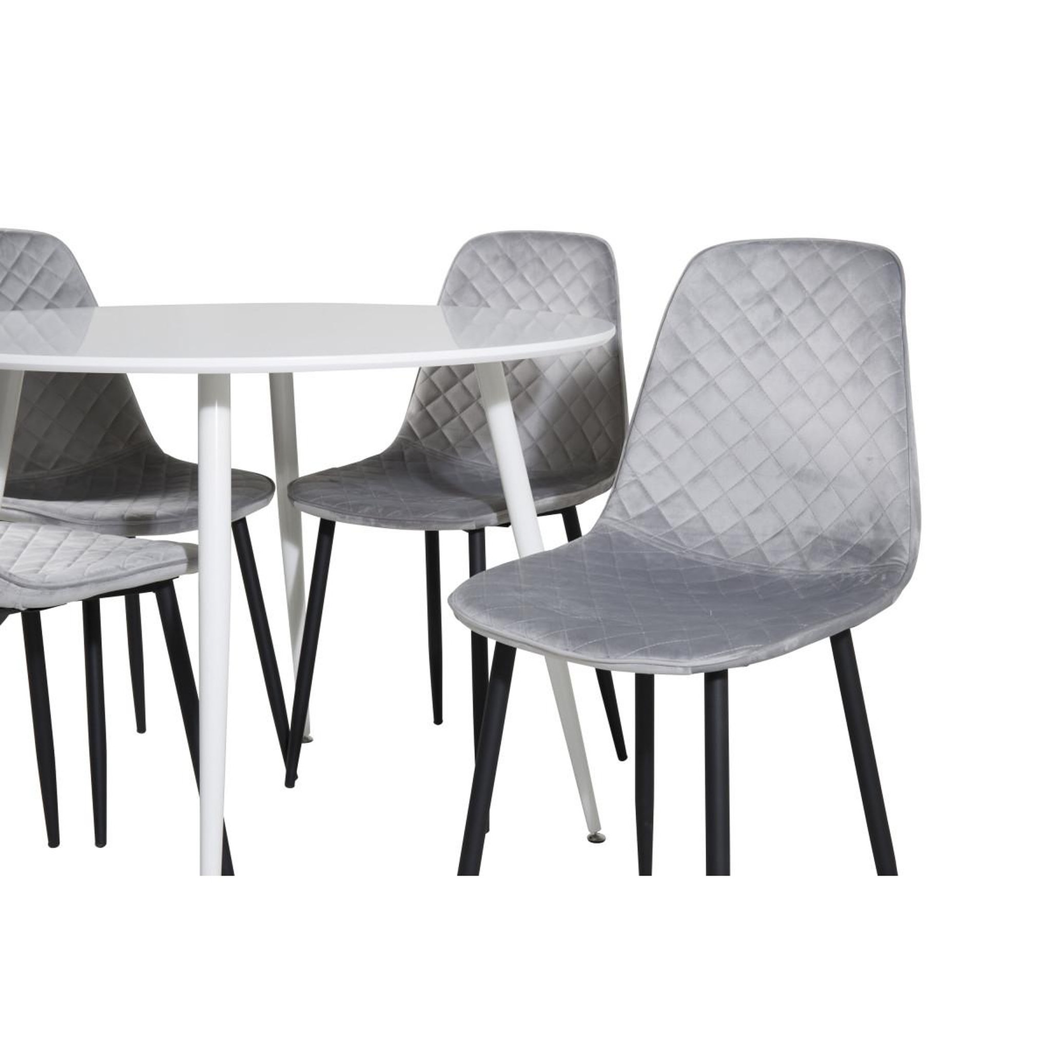 Voir la diapositive 2 : Paris Prix Ensemble table à manger & 4 chaises design  plaza & polar  100cm blanc & gris