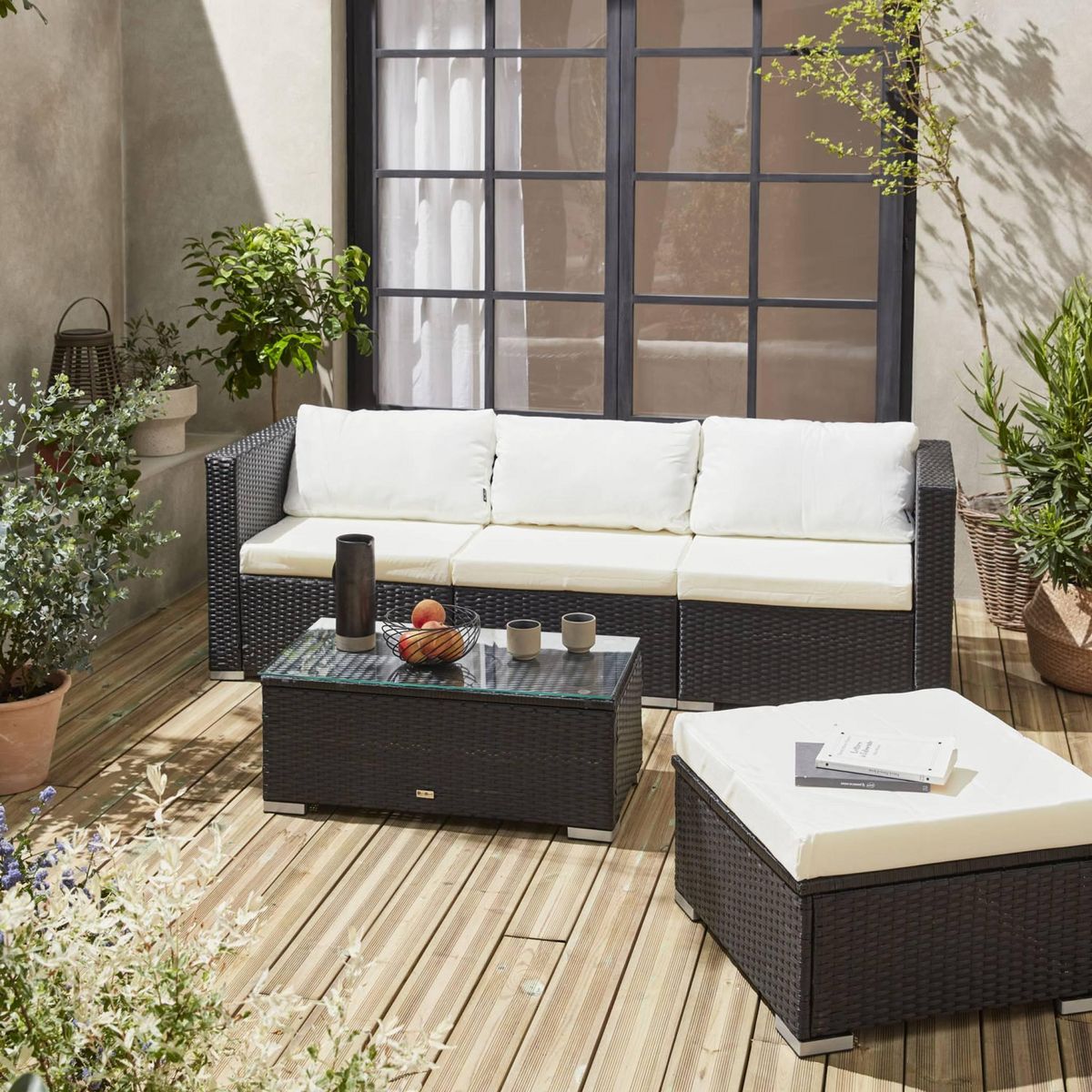 SWEEEK Salon de jardin en résine pour 4 personnes - Torino