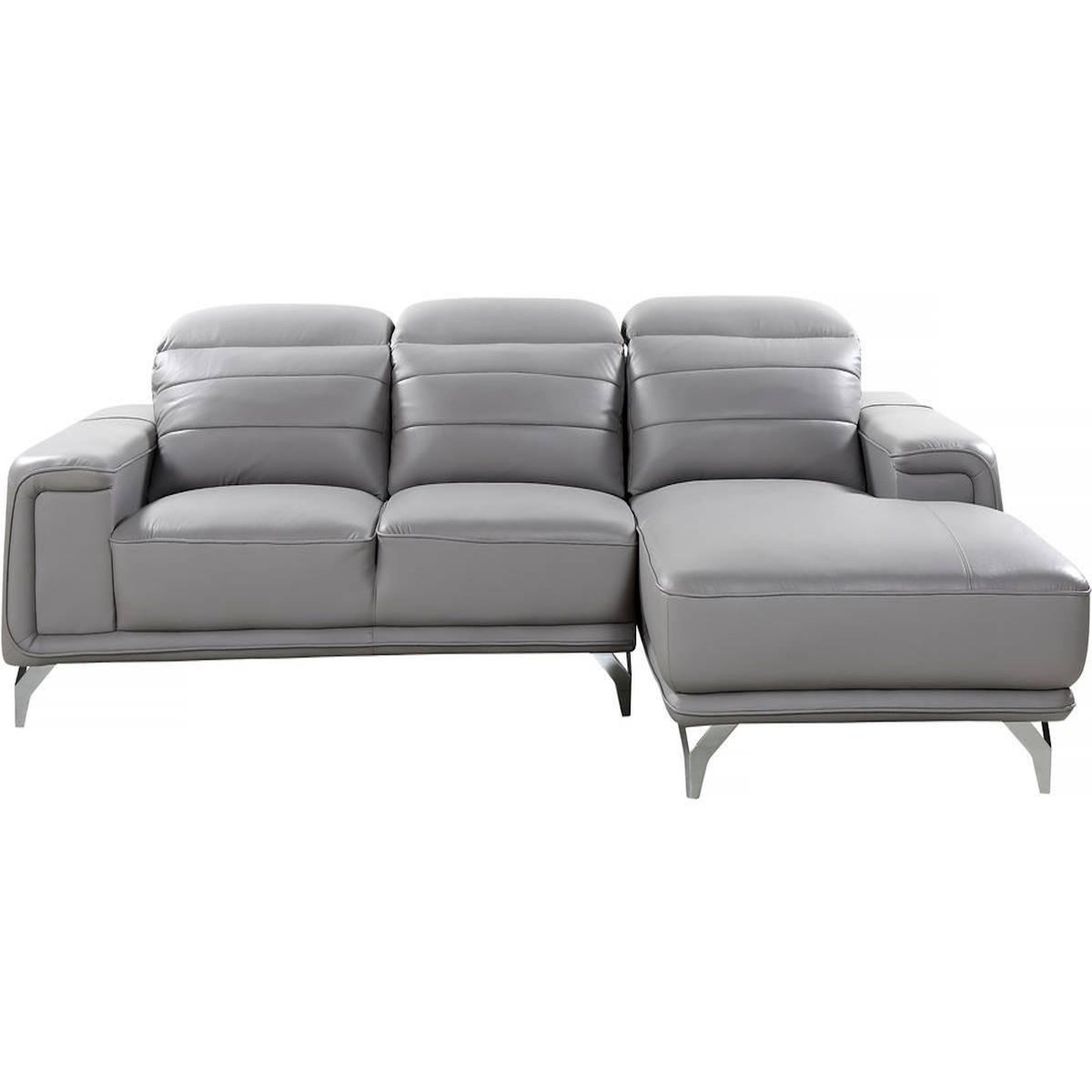 Habitat et Jardin Canapé d'angle cuir reconstitué et PVC  Leicester  - 4 places - Gris clair - Angle gauche