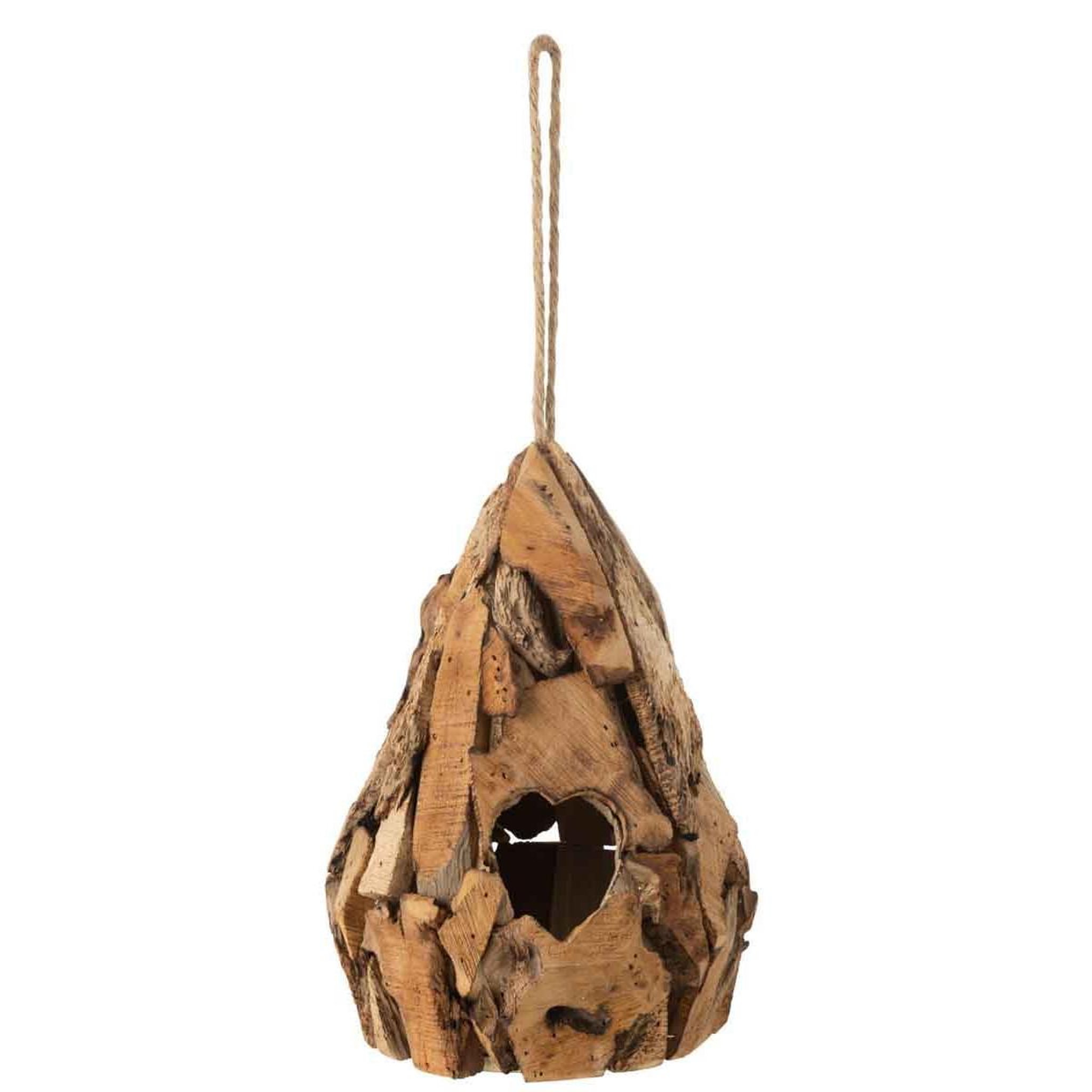 J-LINE Nichoir pour Oiseaux en Bois  Goutte  28cm Naturel