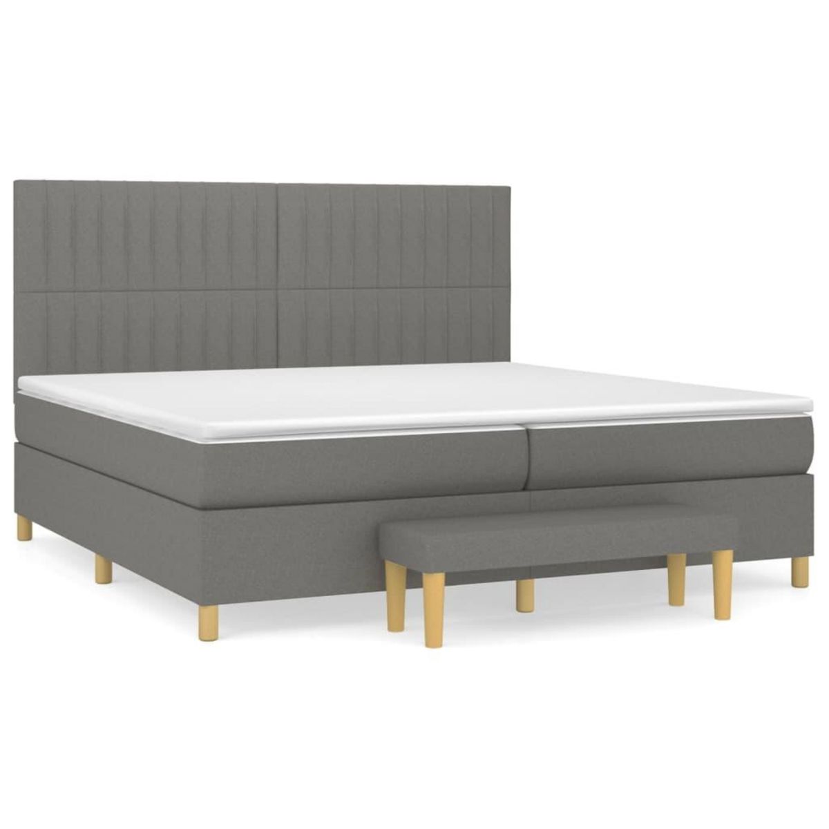 VIDAXL Sommier a lattes de lit avec matelas Gris fonce 200x200cm Tissu